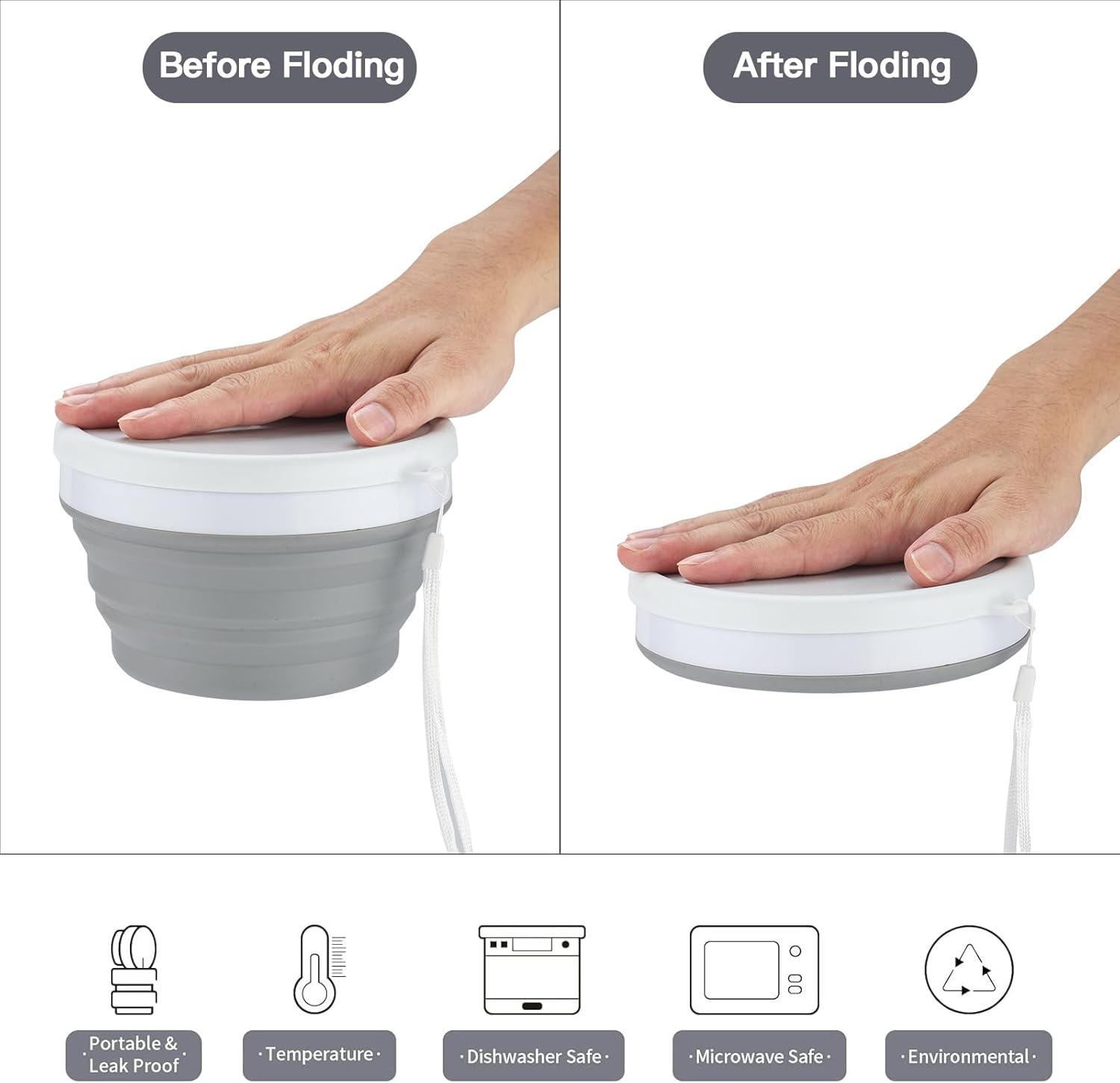 Foldable Mess Kit, ISFORU Portable Collapsible Camping Cups Bowls with Cutlery Set, Microwave Oven Available Food Grade Silicone for Travel Outdoor Hiking and Picnic for 1 image number 2