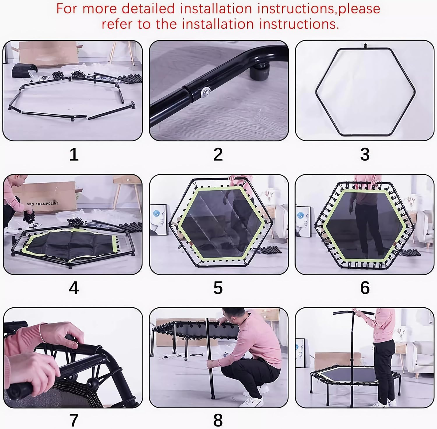 Green Quiet Bungee Rebounder with Adjustable Handle &ndash; Noiseless Cardio Trampoline for Adult Fitness, Home Workout & Low-Impact Exercise image number 4