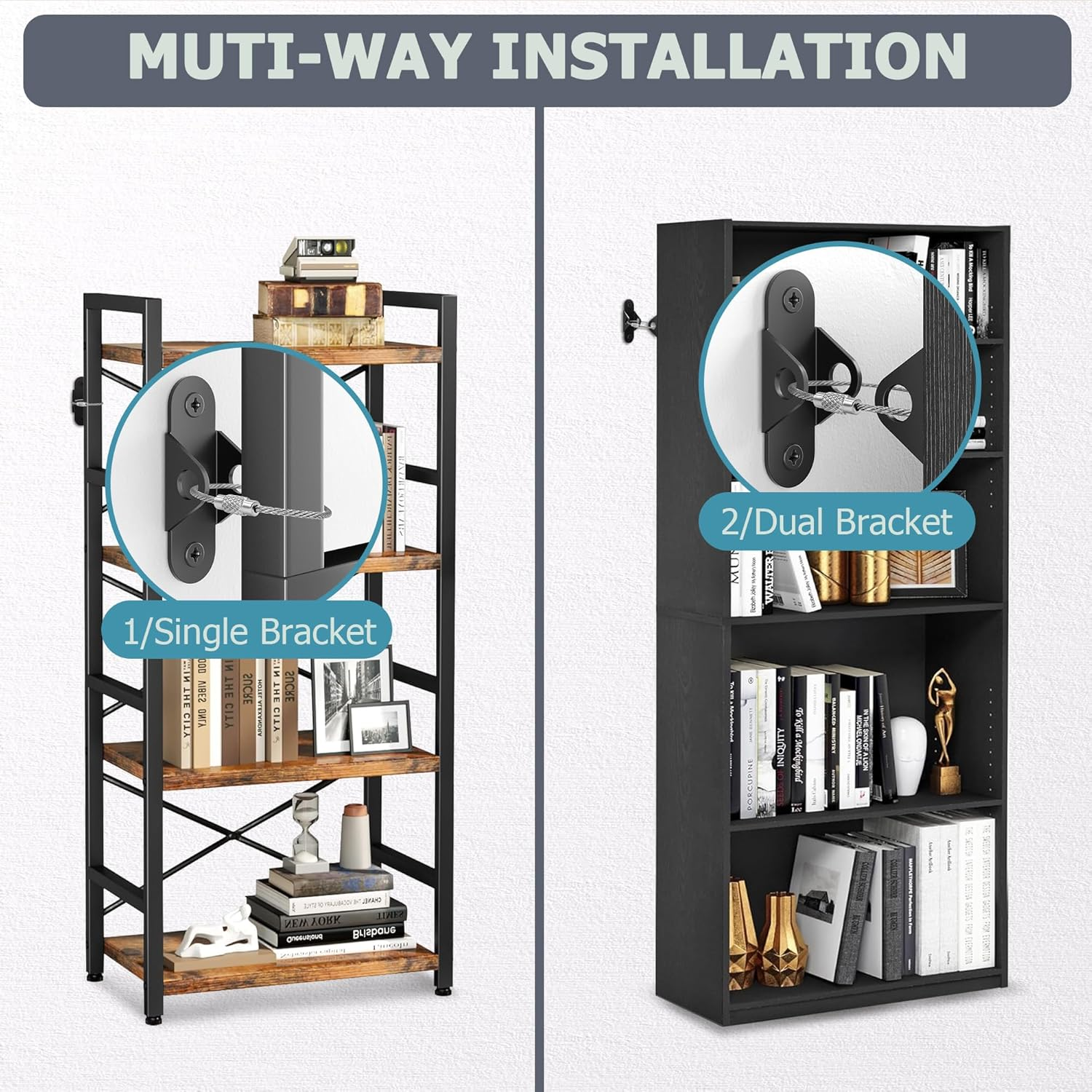 Furniture Anchors for Baby Proofing, anti Tip Furniture Wall Anchors, Metal Earthquake Straps, Cabinet to Wall, Dresser Wall Safety Anchor for Child Safety (Black, 2 Pack) image number 4