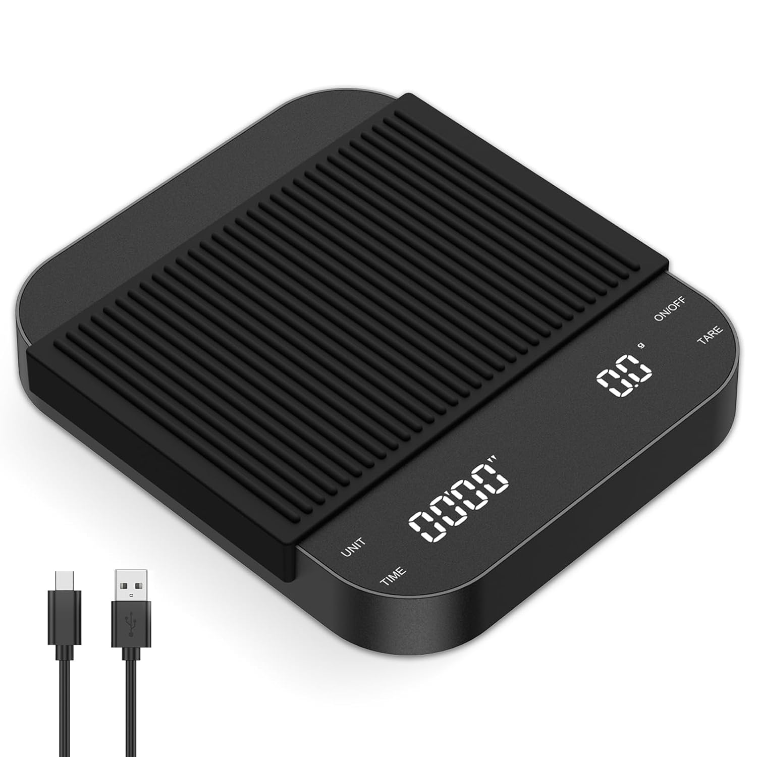 Brifit 3Kg Digital Coffee Scales with Timer, Rechargeable Espresso Coffee Scale, LED Display Espresso Scale with Tare Function, Temperature Resistant, 0.1G Precision, Auto Shut Off, Units Conversion