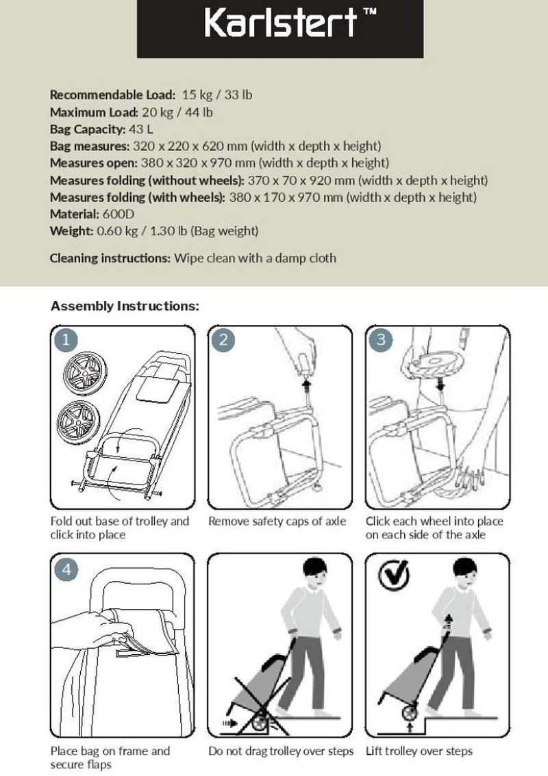 Karlstert Gokart Shopping Trolley, 43 Litre Capacity, Abstract image number 3