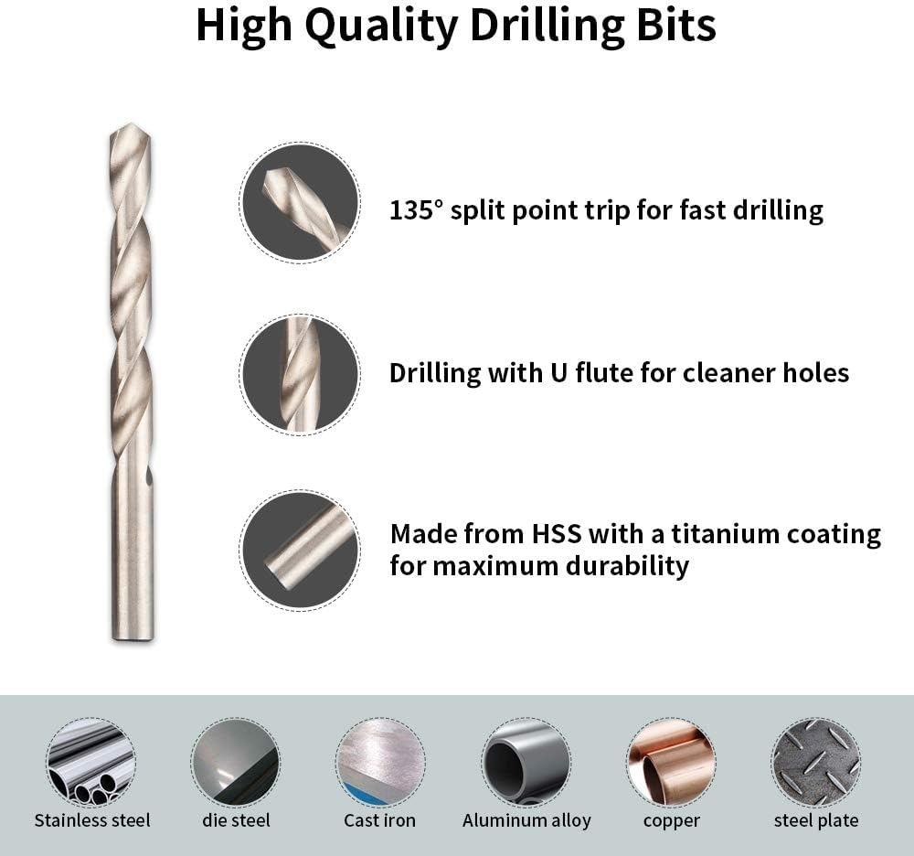 AKM 338Pc Thread Repair Kit, HSS Drill Helicoil Repair Kit Sae&Metric，1/4" 5/16" 3/8" 7/16" 1/2" M5 M6 M8 M10 M12 Kit with Thread Gauge image number 5