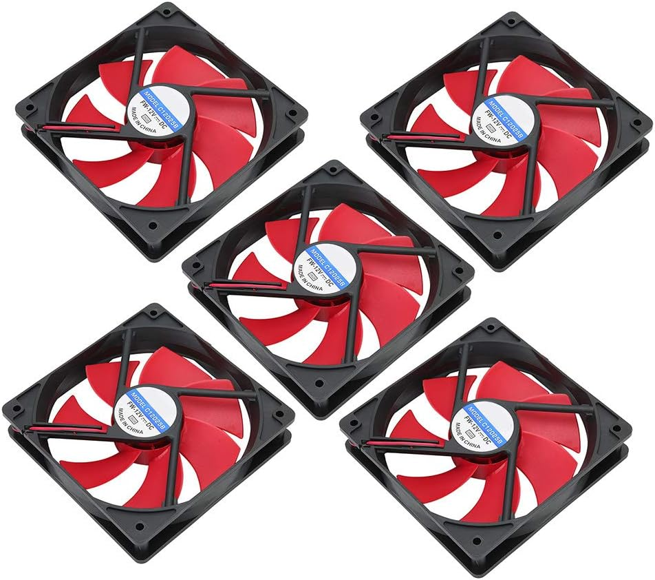 5Pcs 12Cm Waterproof Power Cooling Fan, Low Noise Power Supply Cooler, PC Chassis Fan Heat Sink for Computer, 12V image number 2