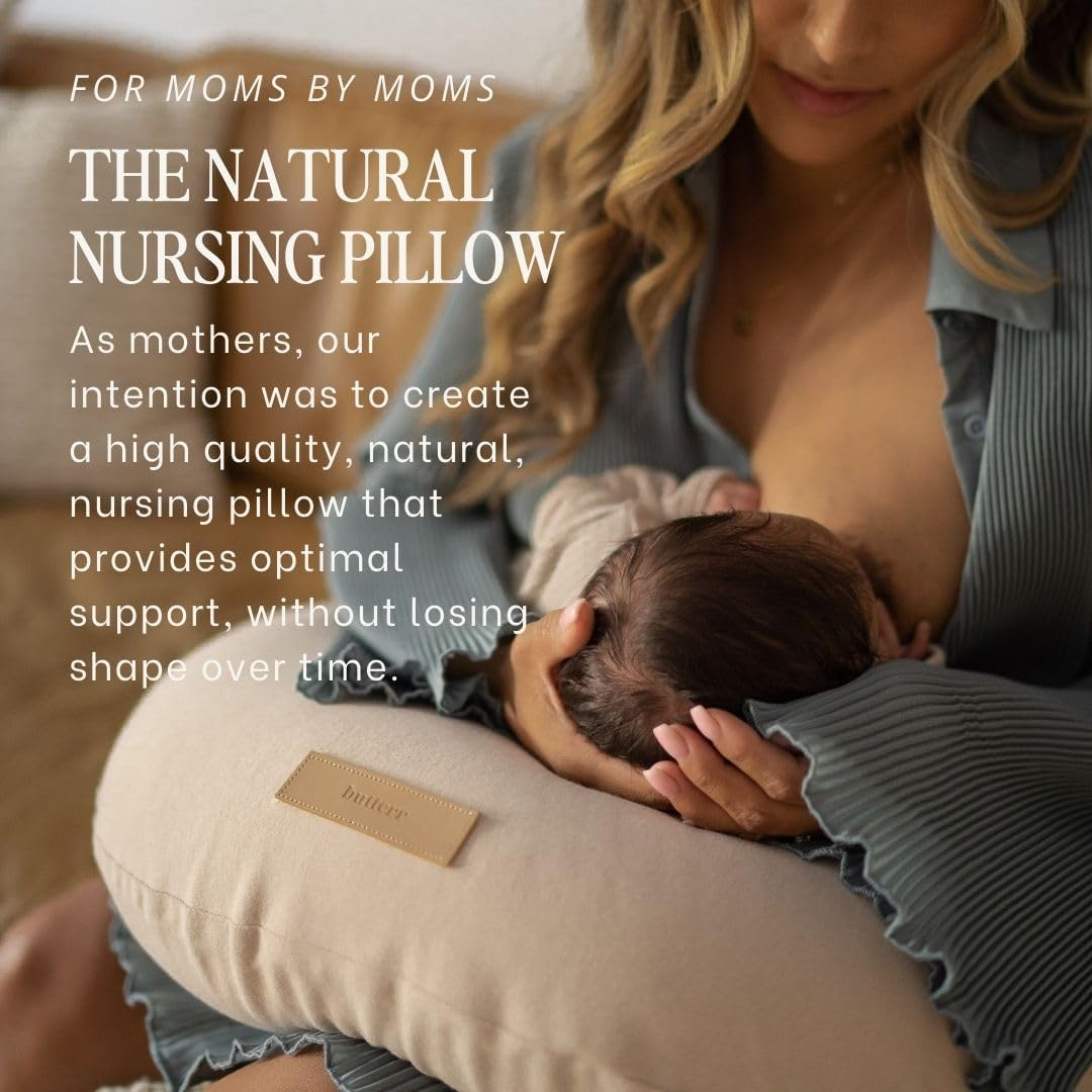 Butterr Natural Breastfeeding Pillow, Nursing and Posture Support, Plant Based Cushion with Organic Cotton Removable Cover (Wheat) image number 3