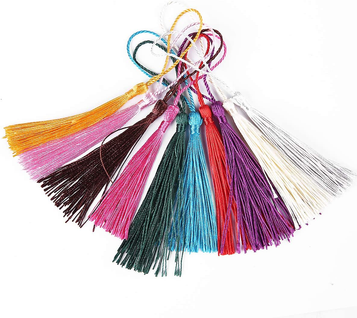 Teemico 96 Pcs Kraft Paper Blank Cardstock Bookmarks for DIY Projects and Gifts Tags, White, 5.5 by 2 Inch 48Pcs Bookmarks with 48 Tassels image number 2