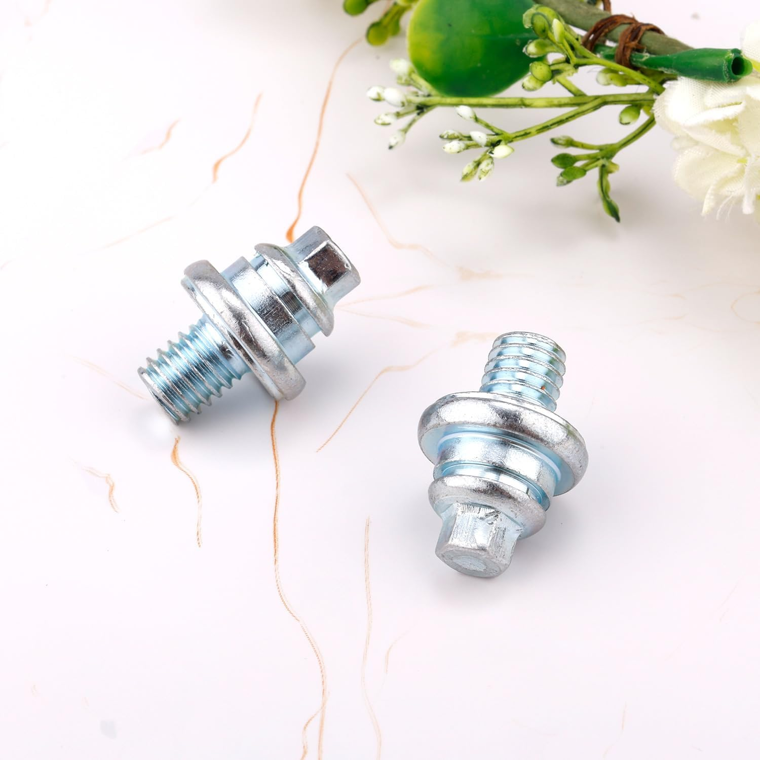 2Pcs Side Battery Terminal Bolts, 3/8" Side Post Battery Bolts Adapter Universal Fit Battery Terminal Nuts Replacement Battery Bolts image number 1