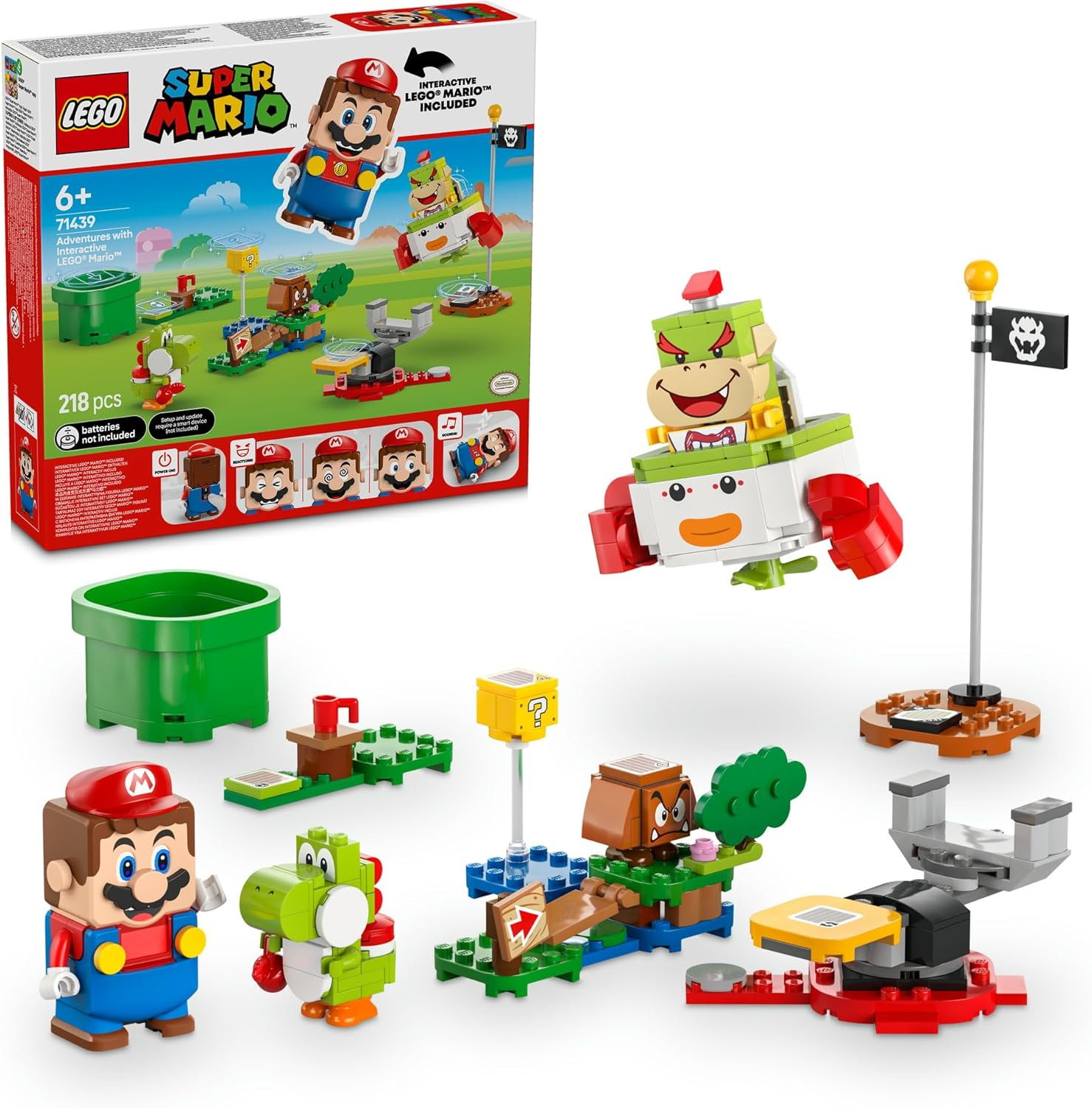 LEGO&reg; Super Mario Adventures with Interactive LEGO Mario (218 Pcs) Bowser Jr.&rsquo;S Clown Car Model, Building Set Game with Yoshi Figure, Creative Kids' Toy for Gaming Fans, 6+ Year Old Boys & Girls 71439 image number 3