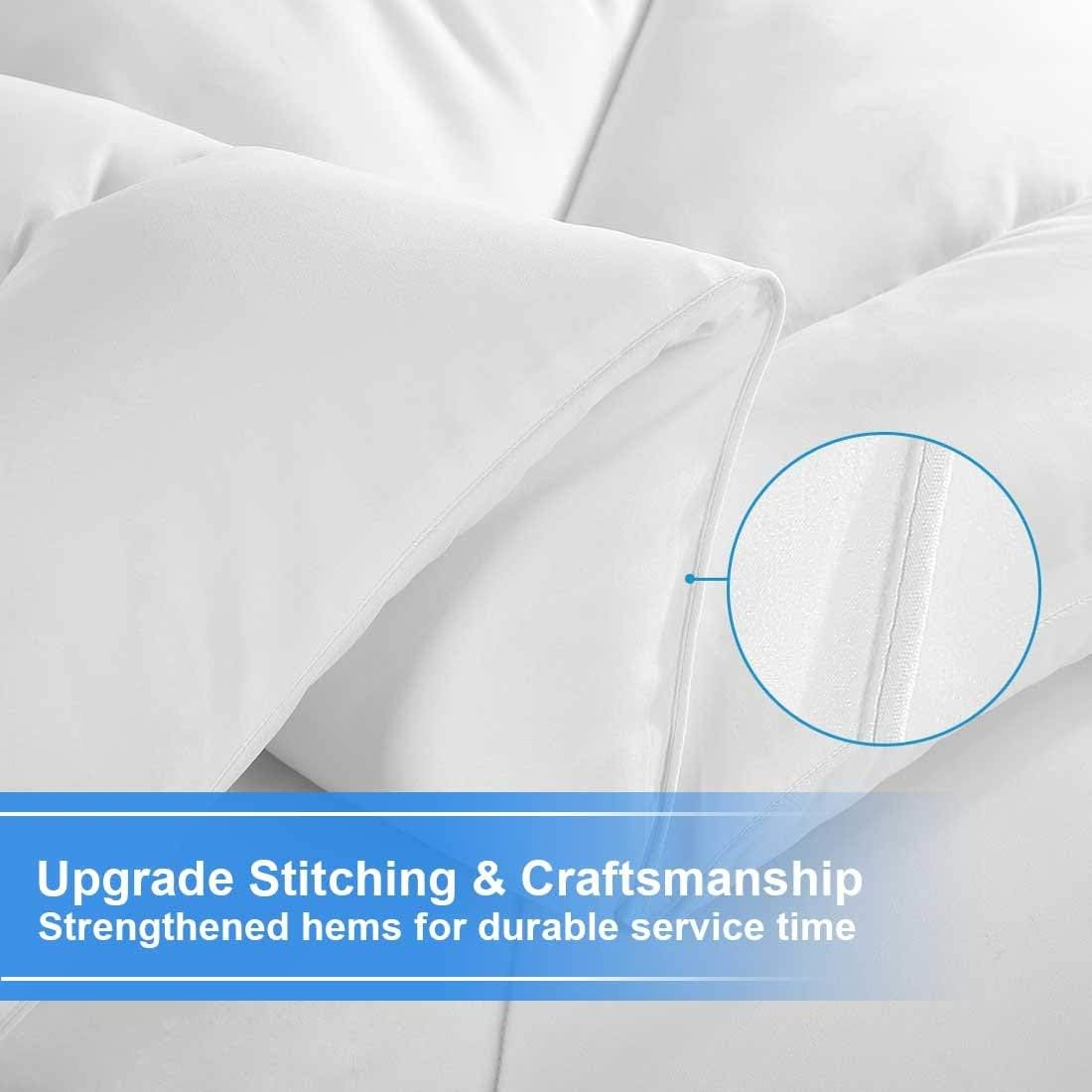 TEKAMON All Season Queen Comforter Winter Warm Summer Soft Quilted down Alternative Duvet Insert Corner Tabs, Machine Washable Fluffy Reversible Collection for Hotel, Snow White