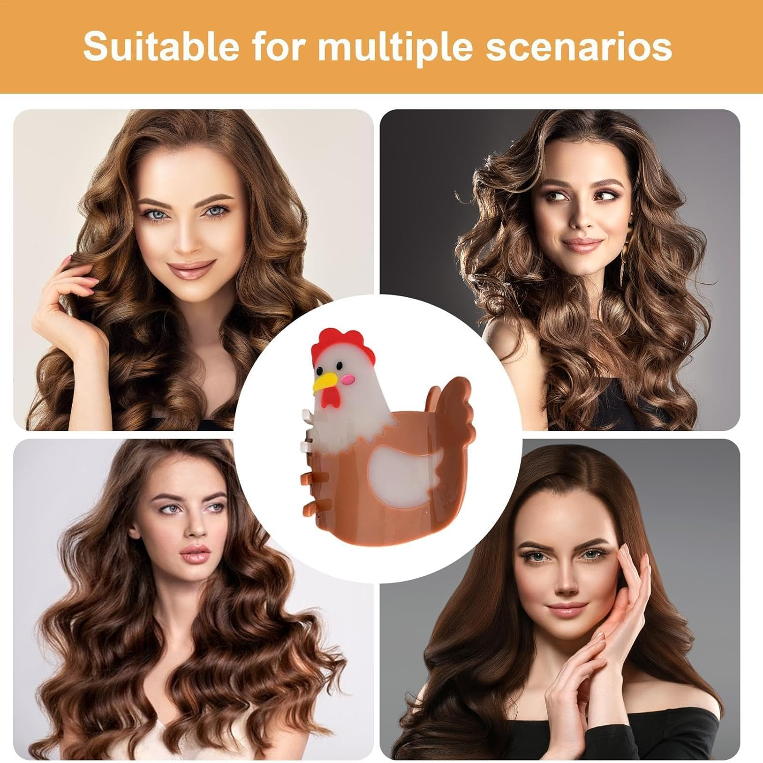 Hen Hair Claw Clips - Cute Animal Hair Clip - Animal Barrettes for Girls, Big Claw Barrettes Fashion Clamp for Women image number 6