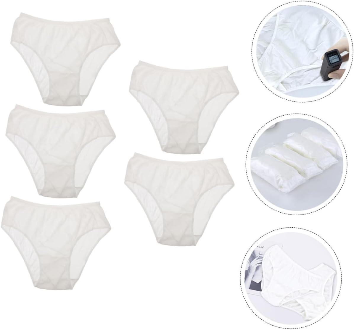 Abaodam 5Pcs Disposable Cotton Female Briefs Maternity Postpartum Travel Underwear Lightweight Breathable Comfortable for Women XXXL White image number 5