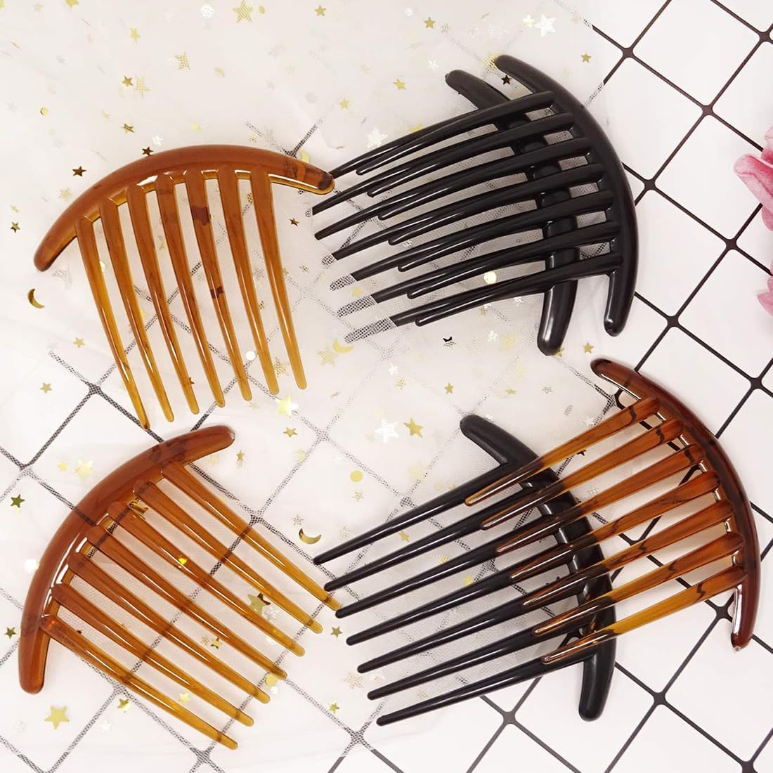 XYTAHDM Pack of 6 Hair Combs with 7 Teeth, Hair Comb for Cliping, French Hair Clip, Combs Side Combs, Acrylic Side Comb, Side Comb, Side Comb for Women image number 4