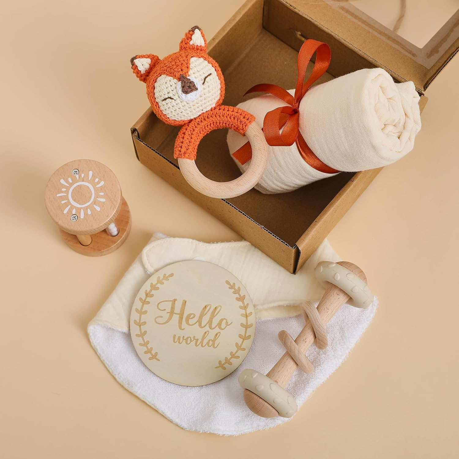 Baby Gift Set for Newborn New Baby Gift Newborn Essentials Bath Set with Blanket Rattle image number 6