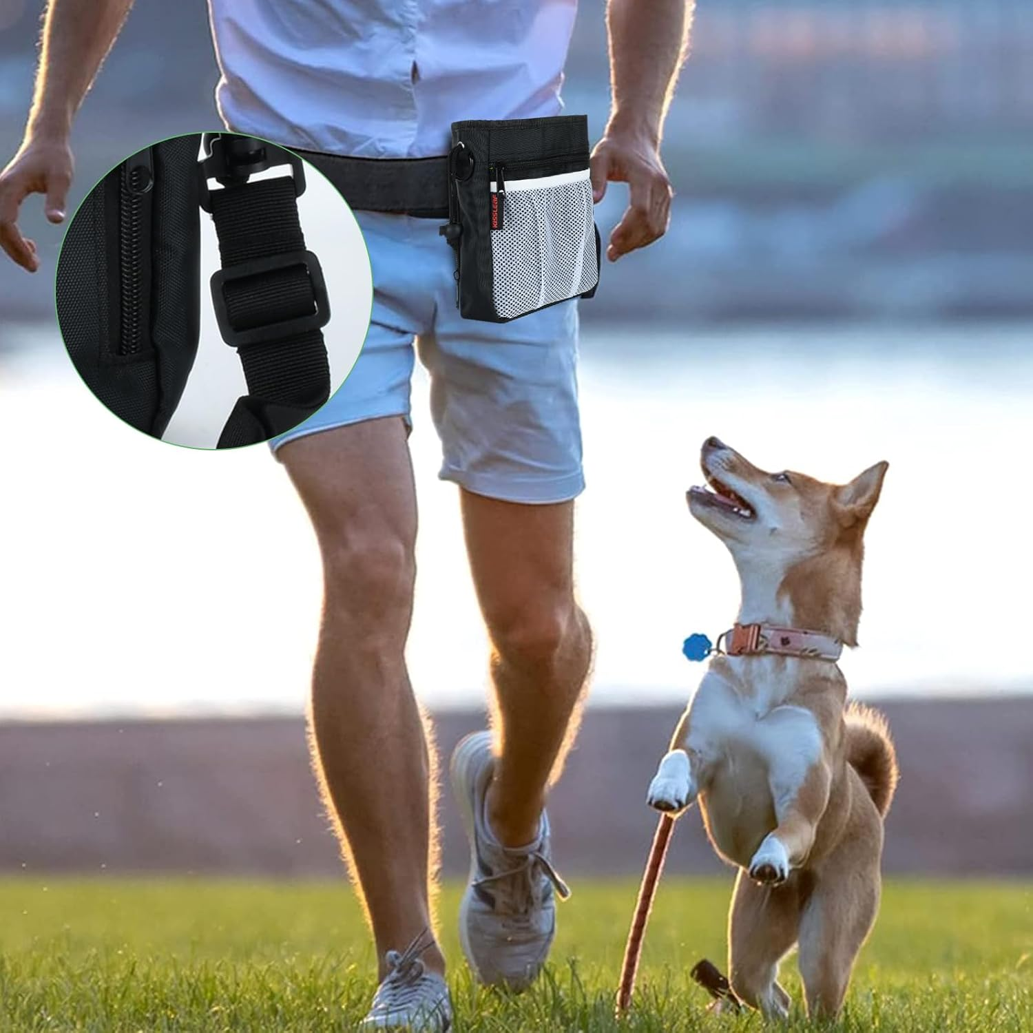 Treat Bag for Dogs, Large Capacity Adjustable Shoulder Strap, Dog Snack Bag, Clicker Food Bag, Dog Training, Dog Treat Bag for Training, Black image number 1