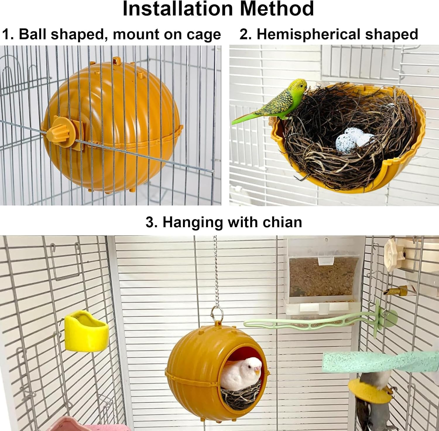 Bird Nest for Cage Swing, Parrot Parakeet Nest, Chewproof Small Bird Bed Hanging House, Washable Parakeet Nest to Lay Eggs Breeding, Finch Nest for Parrot Budgie Canary image number 3