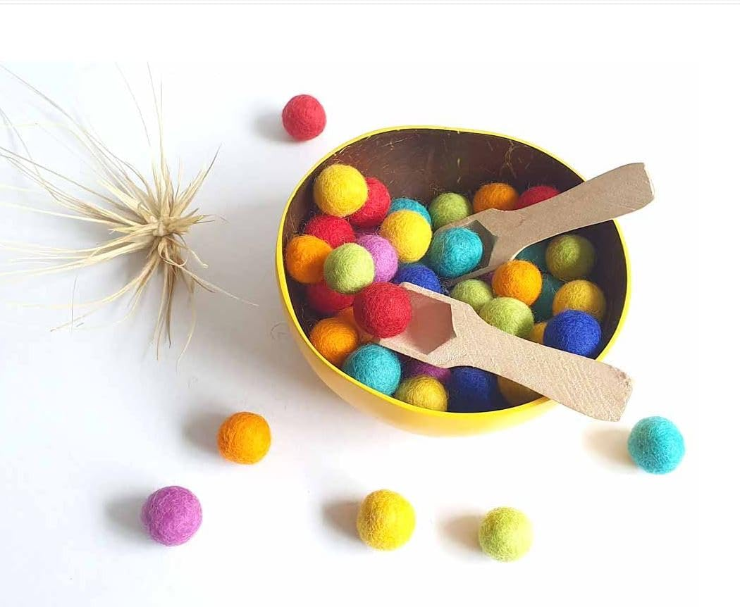 2Cm Felt Balls | Assorted Mixed Colour | Colourful Wool Felted Pom Poms DIY | Art Craft Beads Beading Supplies | Party Decor | Cloud Den (50 Balls) image number 2