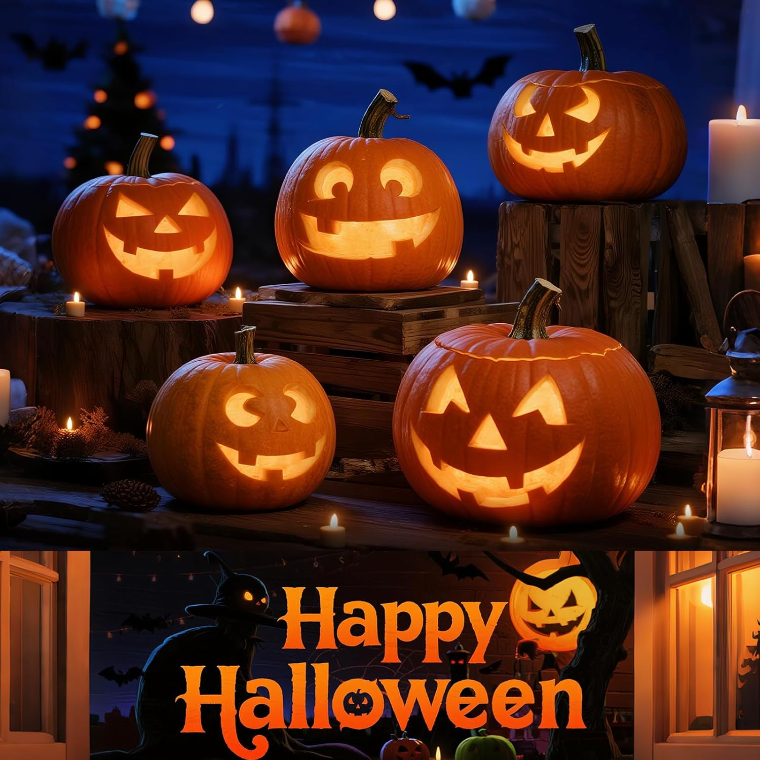 Ninonly 26PCS Halloween Pumpkin Carving Kit, Halloween Pumpkin Carving Set with 24 PCS Stainless Steel Pumpkin Carving Knife Stencils & 2 Carving Tools, Carving Tools Kit for Halloween Decoration image number 5