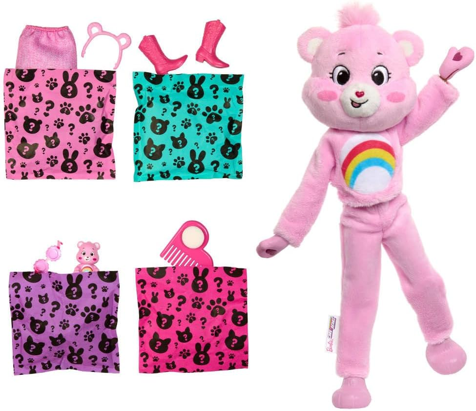 Barbie Cutie Reveal Care Bears Series Doll & Accessories Set with Cheer Bear Plush Costume & 10 Surprises Including Color Change & Mini Bear - Multicolor image number 6