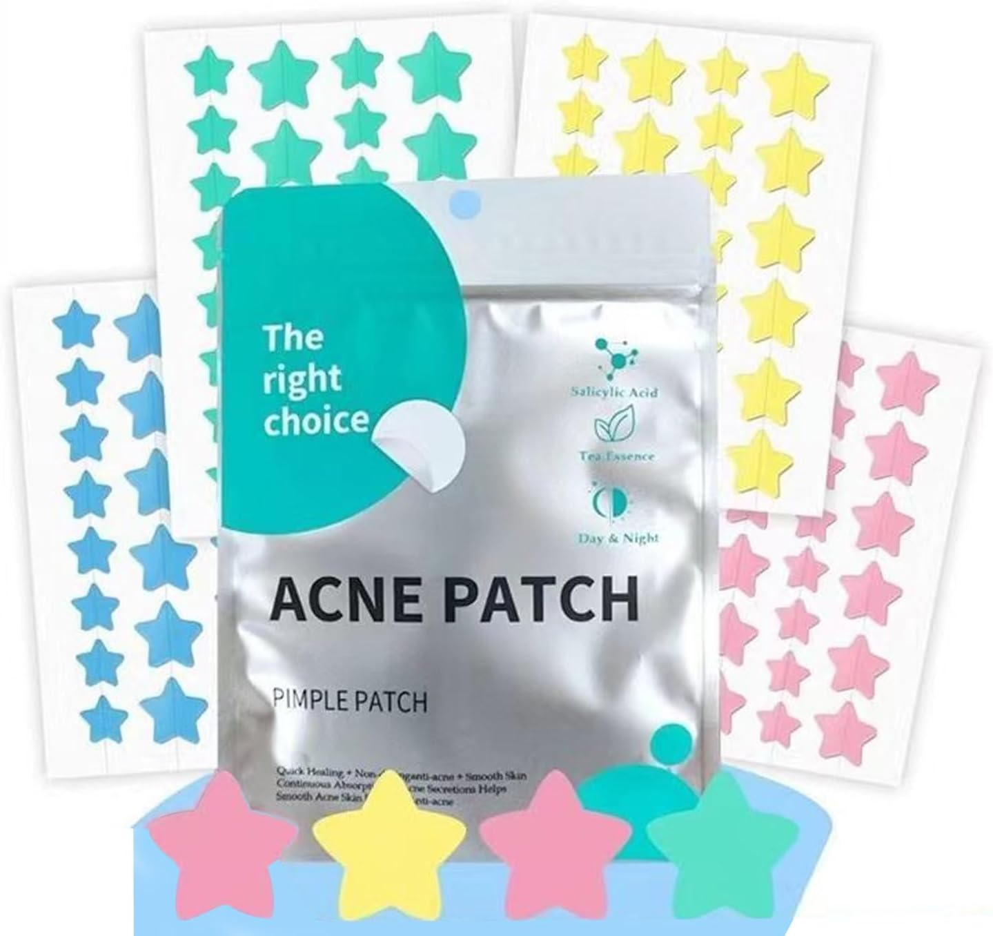 200-Pcs Pimple Patches with Hydrocolloid & Tea Tree Oil,Star Design，Hydrocolloid & Tea Tree Oil Pimple Patches with Invisible Stars (24H Use) image number 1