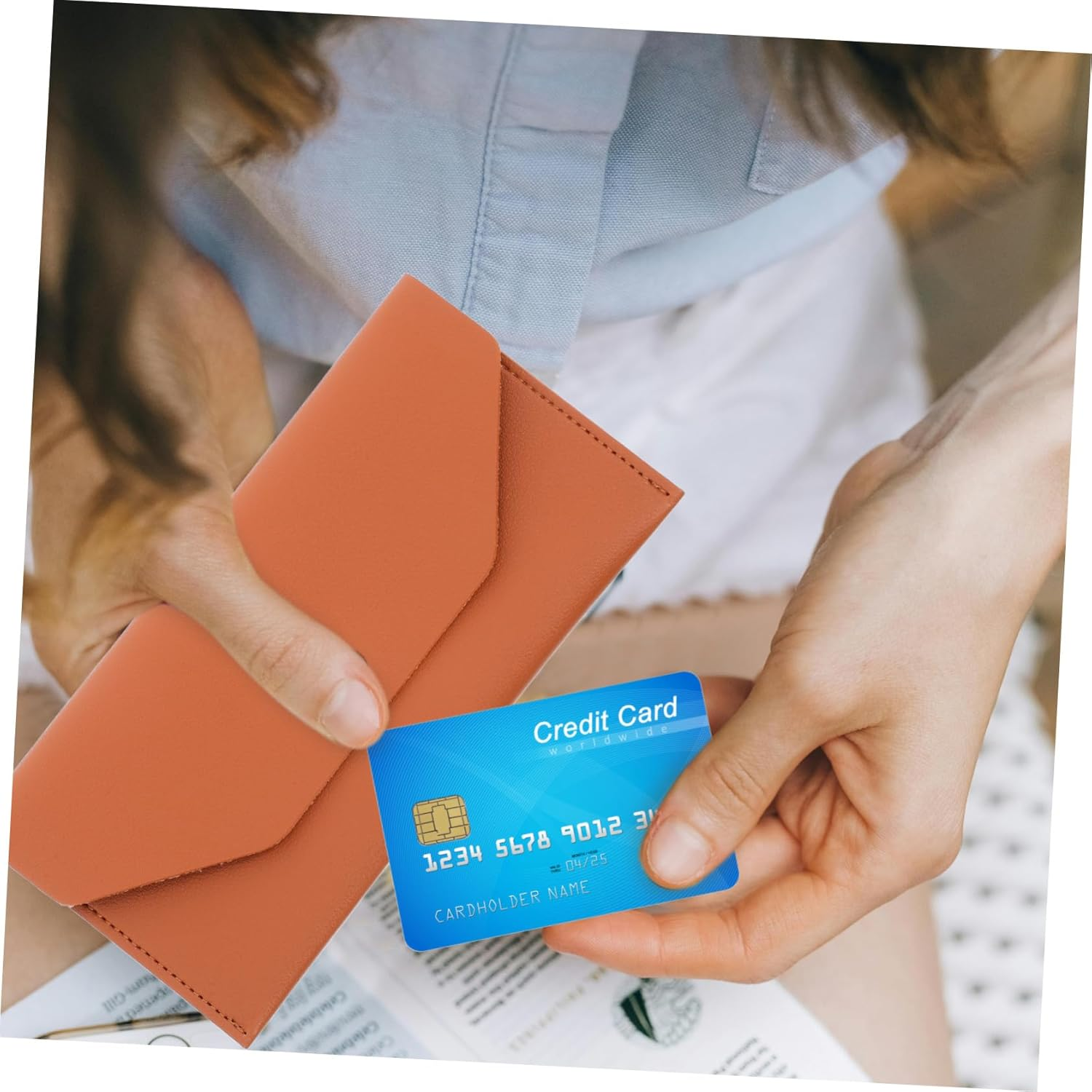 Jojofuny Pu Business Card Holder Cash Envelopes Bag Passport Pouch for Travel Card Organizer Passport Case for Airport Money Envelope - Brown image number 6