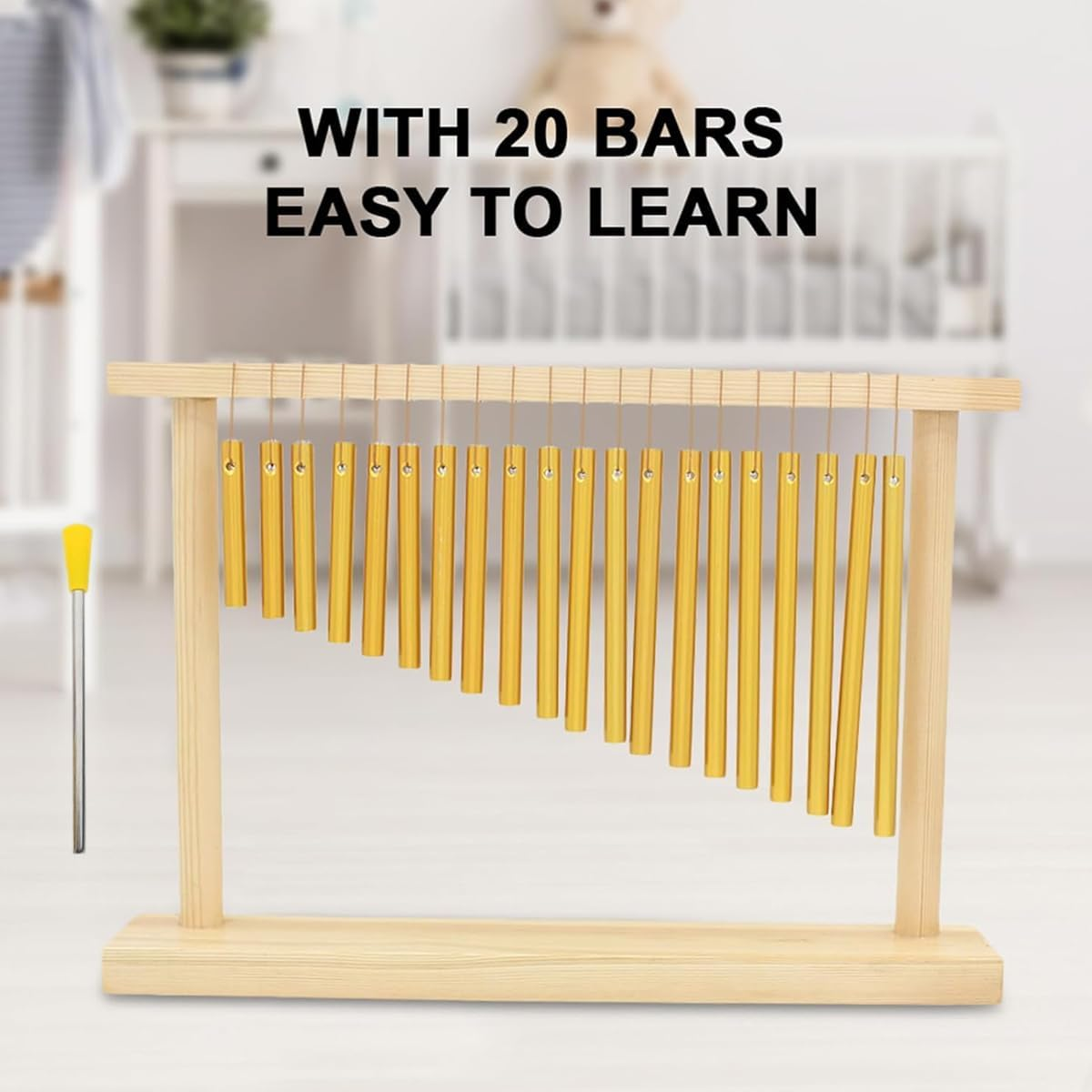 AIMALL 20-Tone Wind Chimes for Orff Musical Instruments &ndash; Beech Wood Base with Solid Aluminium Bars Percussion Sound Tool for Music Class Performance and Sound Therapy image number 1