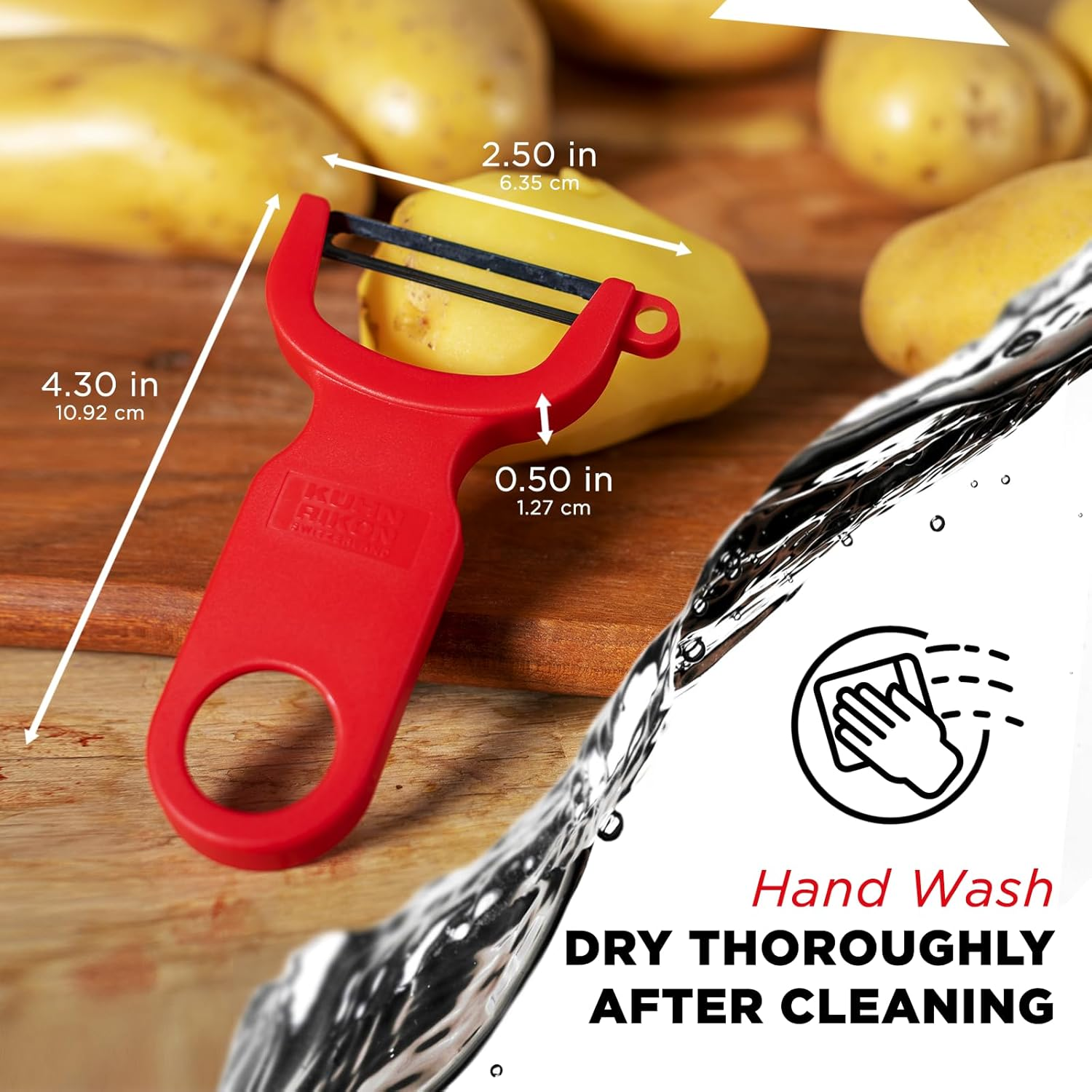 KUHN RIKON 2784 Original Swiss Peeler 3-Pack Red/Green/Yellow image number 4