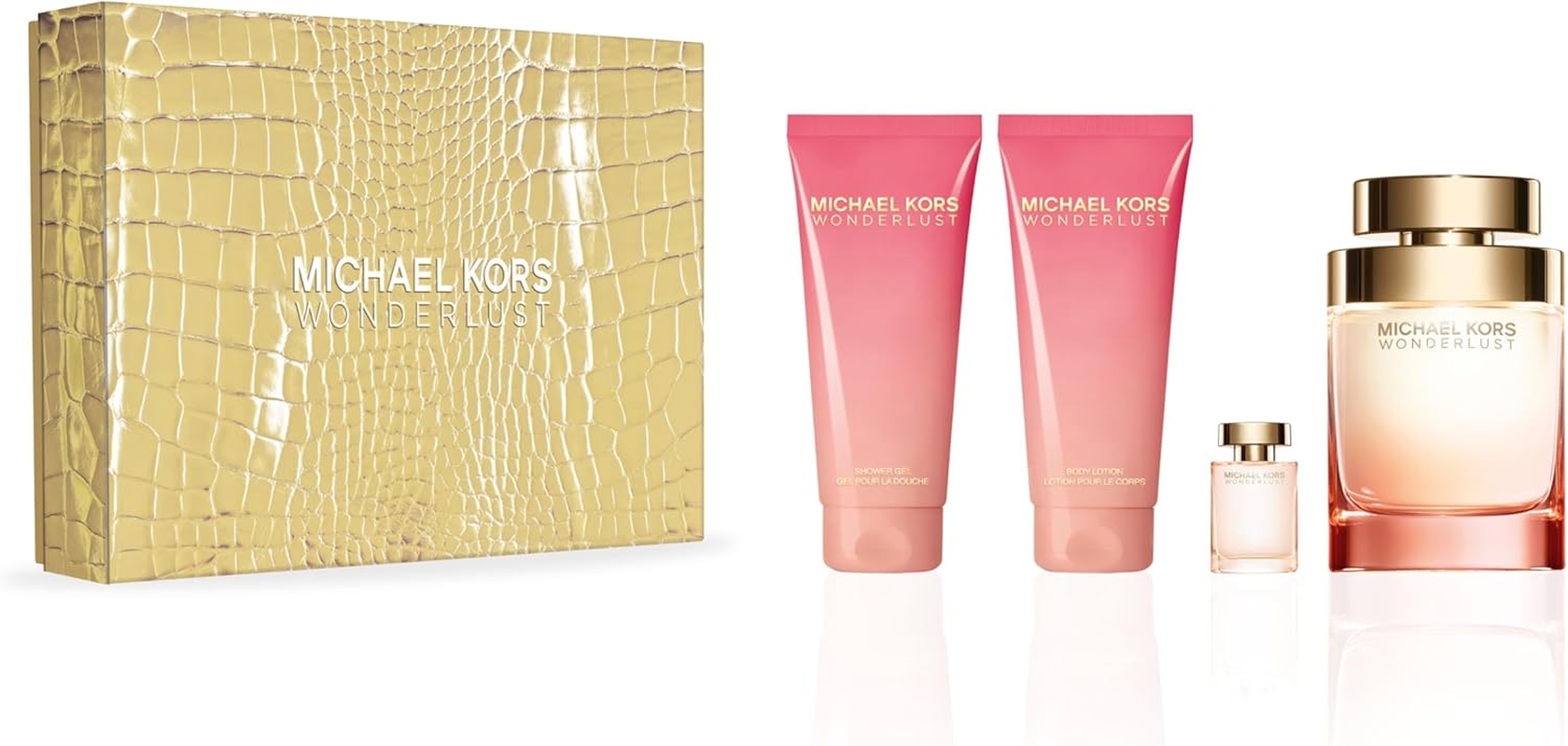 Wonderlust by Michael Kors for Women - 4 Pc Gift Set 3.4Oz EDP Spray, 0.17Oz EDP Spray, 3.4Oz Body Lotion, 3.4Oz Shower Gel