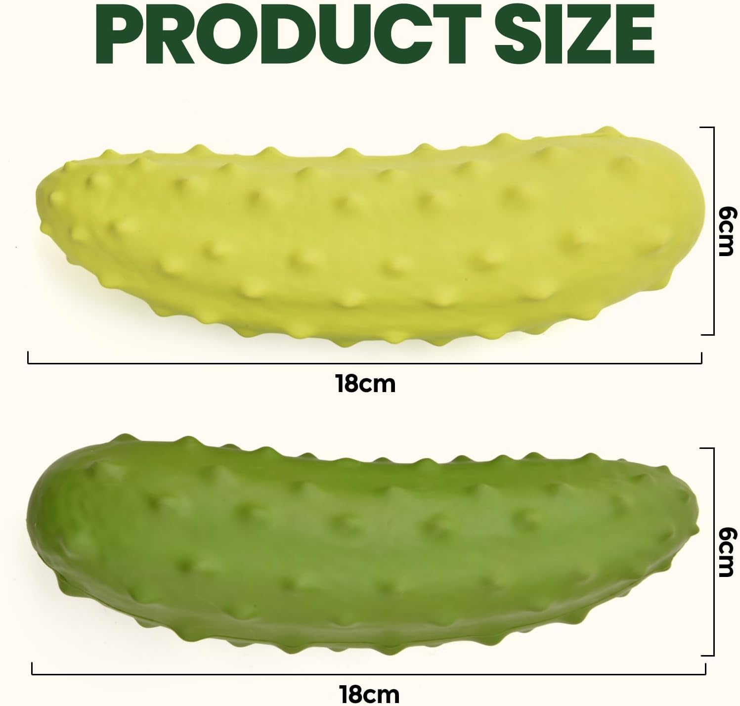 LIFLIX 2PCS Tough Squeaky Dog Toys, Durable Dog Chew Toy with Natural Rubber, Teething Toys for Medium Large Breeds, Yellow and Green Cucumber Pickle image number 5