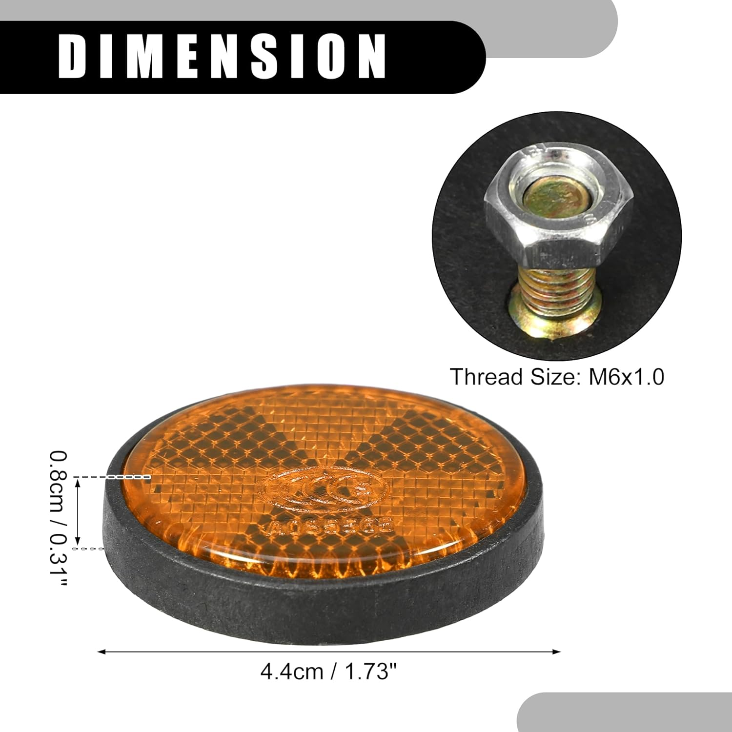 X AUTOHAUX 4Pcs 1.73"X0.31" Universal Reflector - round Motorcycle Bike Safety Reflector Increase Visibility and Safety on the Road - Plastic Orange for Car