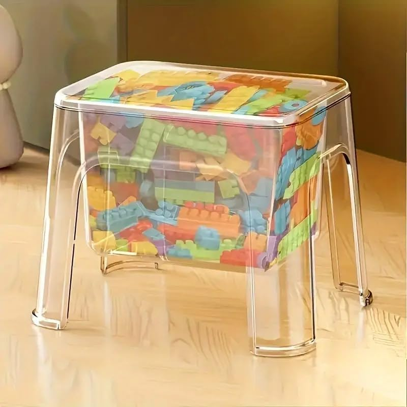 AIMALL Thickened PET Storage Stool Living Room Small Bench Household Chair Children'S Storage Stool Simple Plastic Stool - Grey image number 4