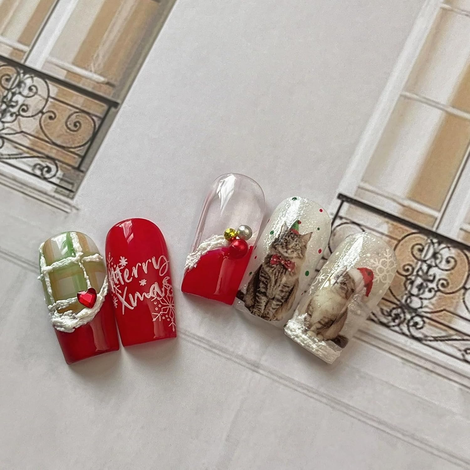 Christmas Theme Nail Art Stickers Decals, 3D Self-Adhesive Designer Nail Decals, Cute Kawaii Nail Adhesive Sticker Manicure Accessories for Women Girls DIY Nail Art Decorations (Dog Lovers/Cat Lovers) image number 4