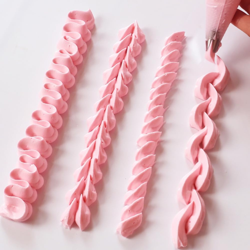 JIHUOO 4 Pieces V Shaped Piping Tips, Stainless Steel Wave Piping Nozzles, Cake Decorating Nozzles, Cupcake Icing Nozzles, Biscuits, Dessert, Icing Tips for Baking Pastry image number 3