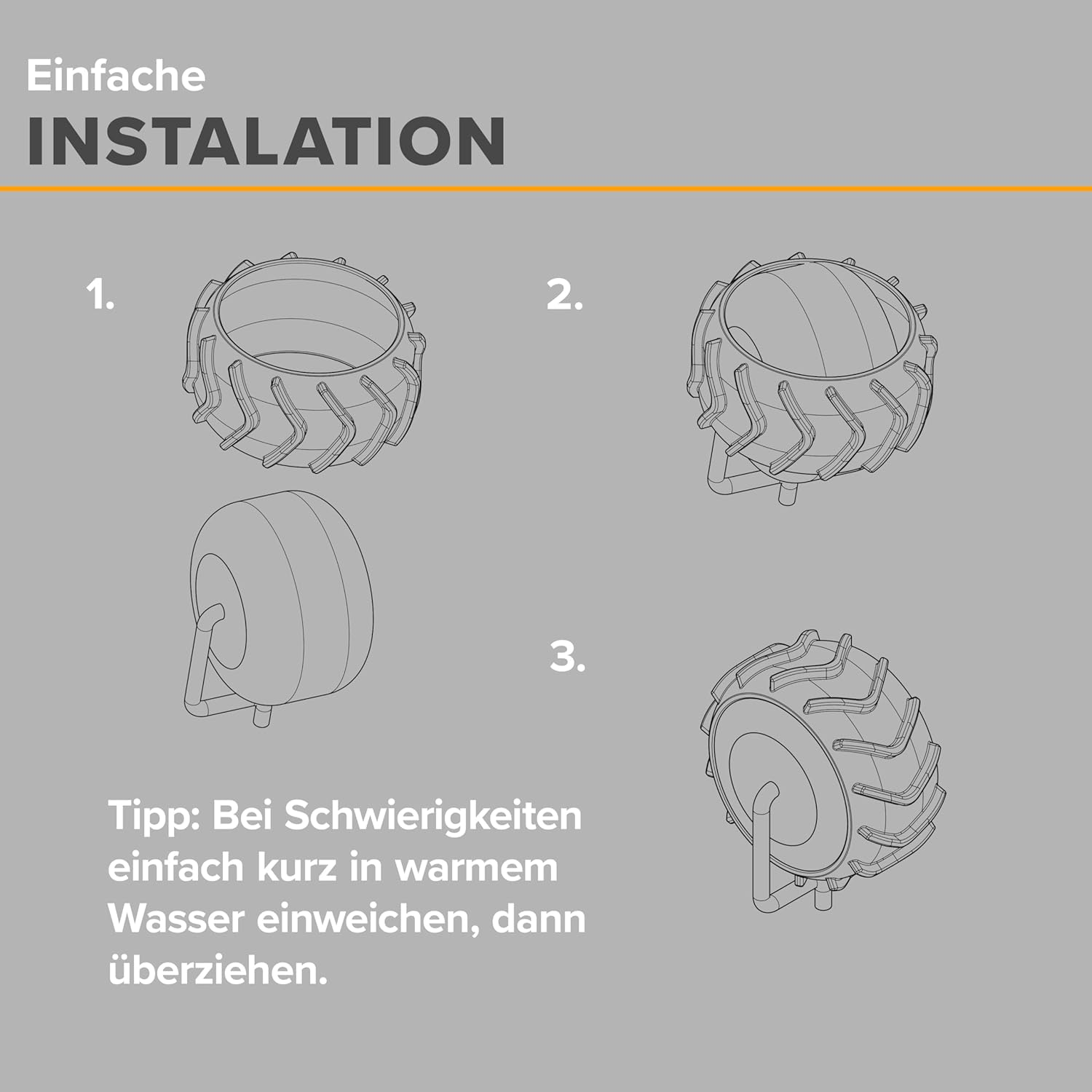 ROBO CLAWS Wheel Protection for Robotic Lawnmower XL - Traction Improvement for Worx Landroid, Robotic Lawnmower Accessories for Models S300 M500 M700 L800 L1000 (Plus), Wheel Enlargement to 90 Cm image number 4