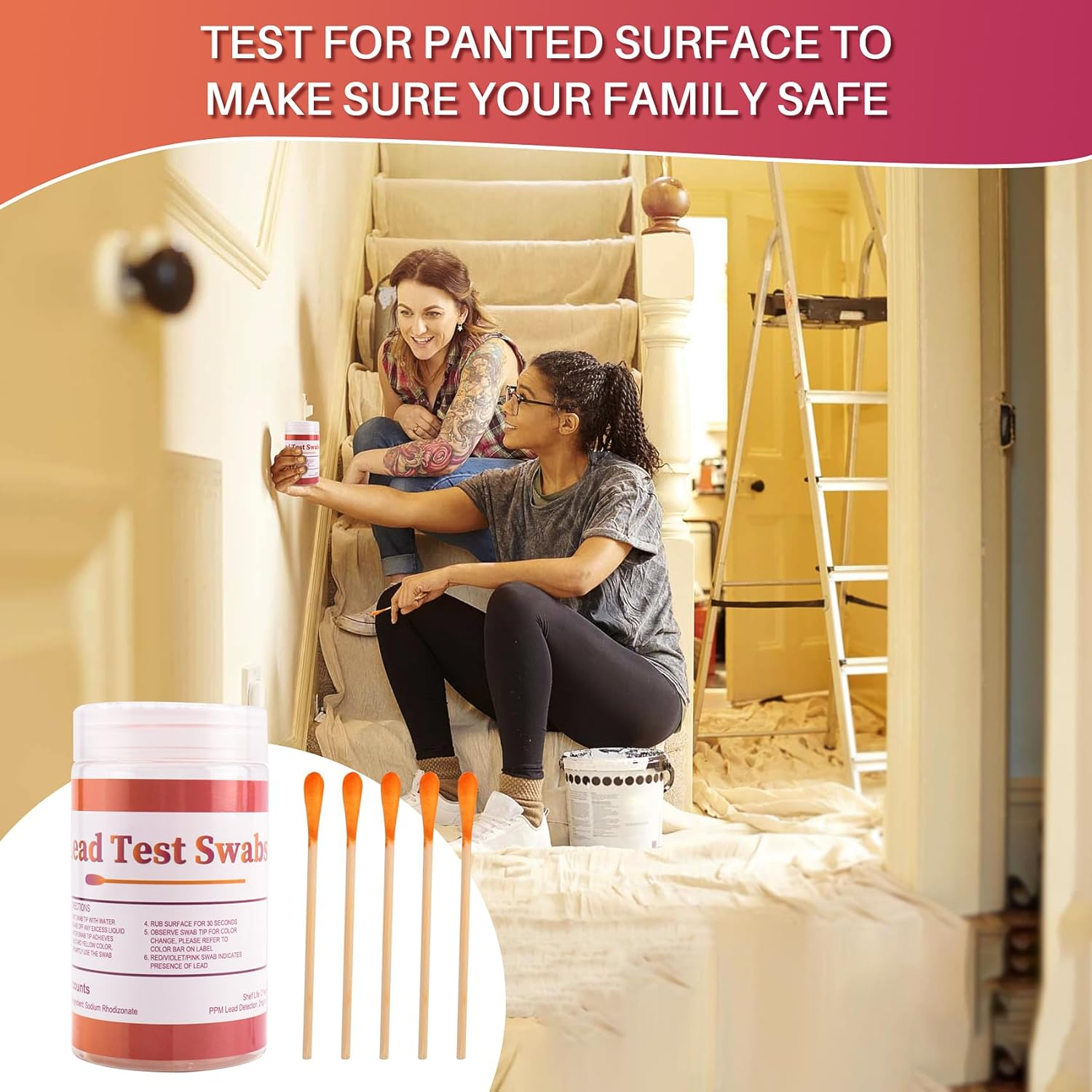 Lead Testing Swab, 10 Pcs Home Use Lead Test Kit, Lead Check Swab for All Painted Surfaces, Dishes, Metal, Wood, Toys, Test Results in 30 Seconds, Bag Packaging image number 1