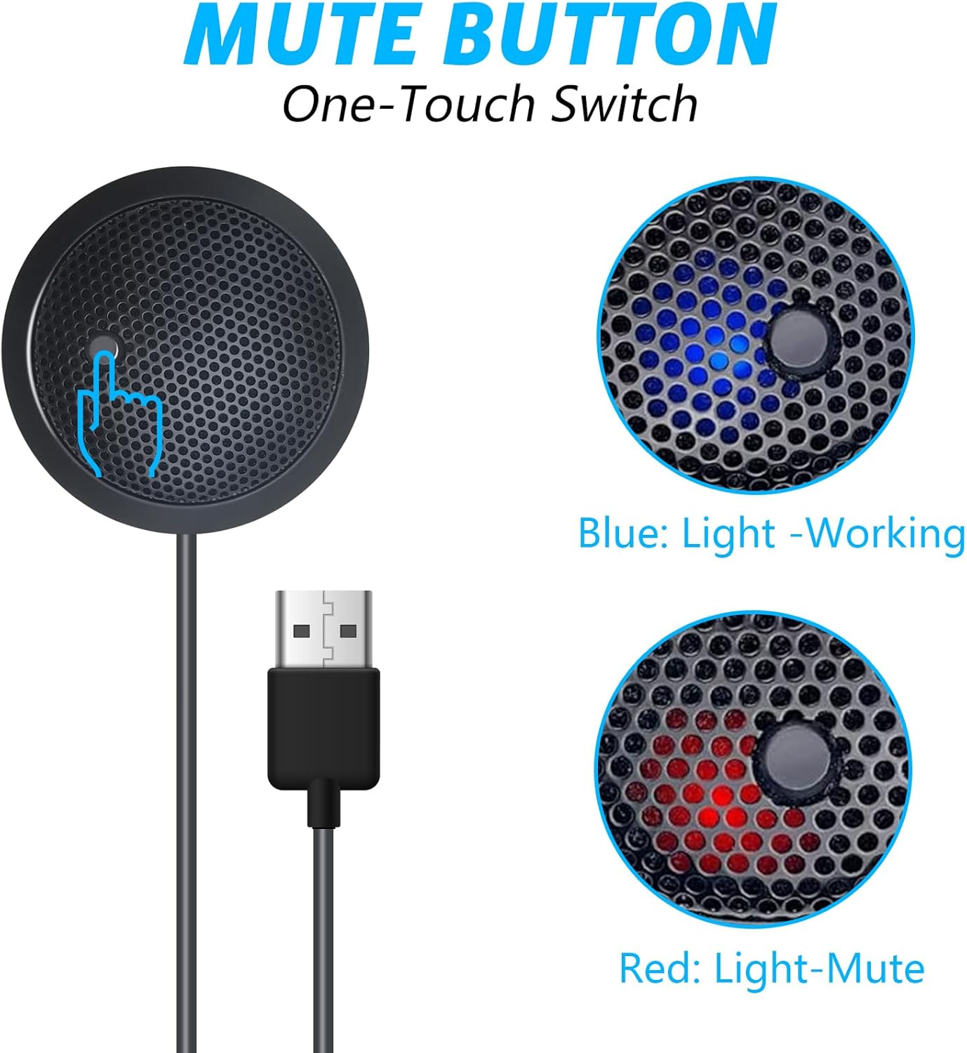 Fyvadio USB Microphone,Desktop Computer Mic, USB Conference Microphone with Mute Key, Plug & Play 360&deg;Omnidirectional Condenser PC Laptop Mics,For Online Calls/Class/Recording Video (Not a Speaker) image number 6