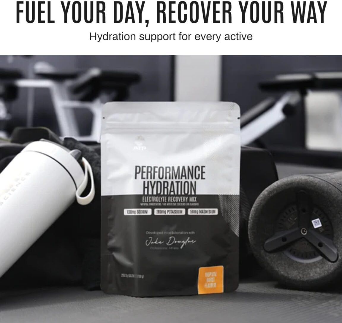 ATP Science Performance Hydration Electrolyte Recovery Mix with Herbal Ingredients, Naturally Sweetened, Low Sugar, No Artificial Colours or Flavours, Flavour - Tropical Burst, 20 X 5G Sachets image number 2