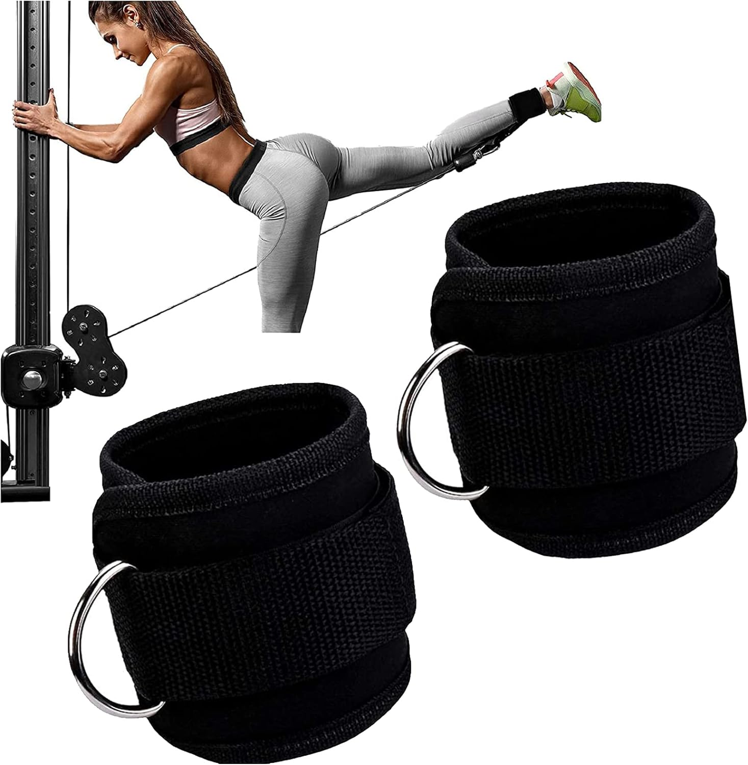 Ankle Straps for Kickbacks Men Women 1 Pair Adjustable Comfort Gym Ankle Straps with Double D-Ring for Glute Workouts Leg Extensions Lower Body Exercises image number 3
