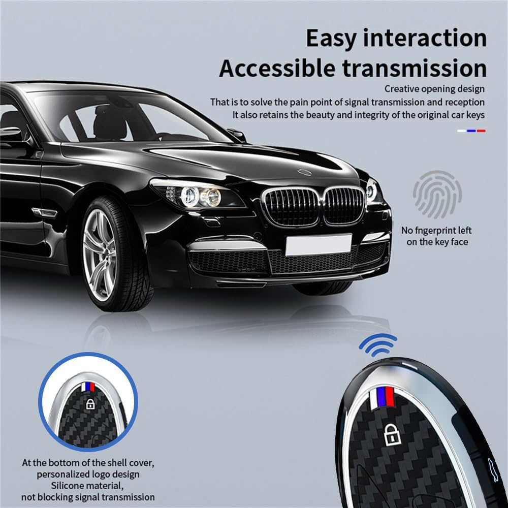 Ontto Carbon Texture Key Holder Luminous Strip Car Key Cover Fit for Hyundai Ioniq 6 Grandeur GN7 Kona Elantra Azera 2023 2024,Sonata Hybrid Santa Fe 2024,Tucson Hybrid 2025,Silver