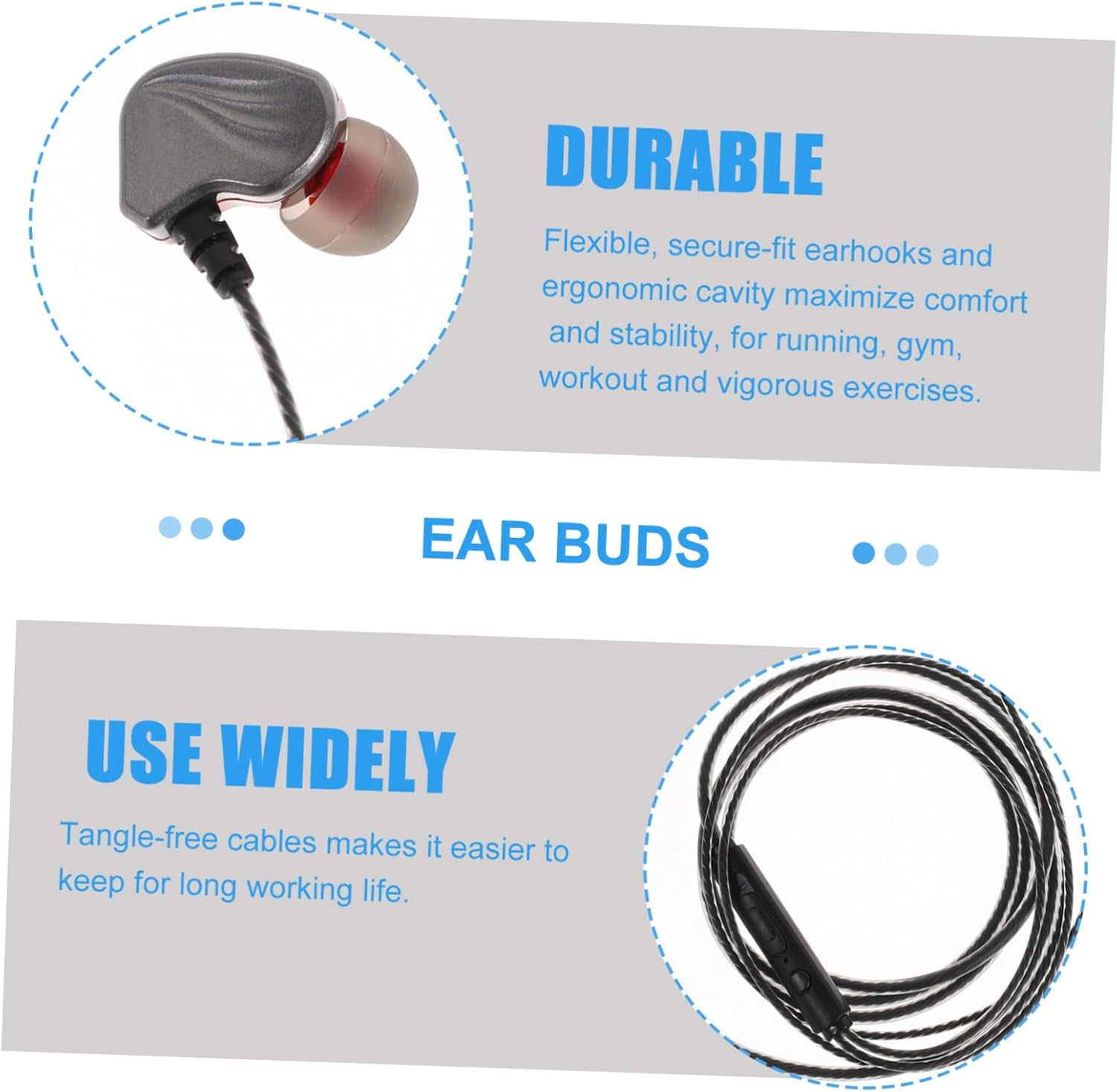 MOLUCKFU In-Ear Type-C Earphones with Mic Subwoofer Bass Headset for Gaming and Audio Compatible with Phones and Tablets Grey image number 3