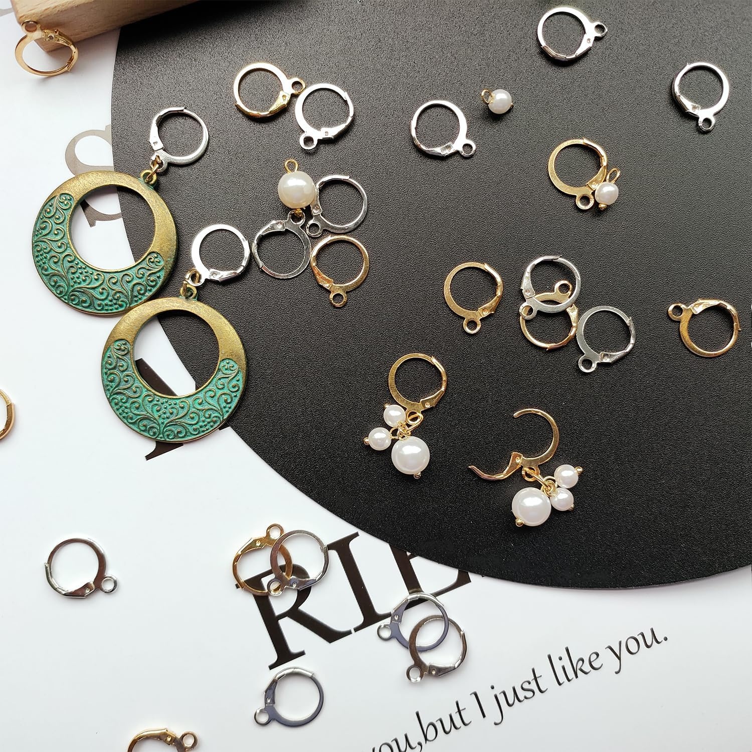 Topbine 200PCS Hypoallergenic French Earring Hooks Leverback Earwires round Earring Hooks Earring Supplies Findings Ear Wire with Open Loop for Earring Designs Jewelry Making Findings image number 3