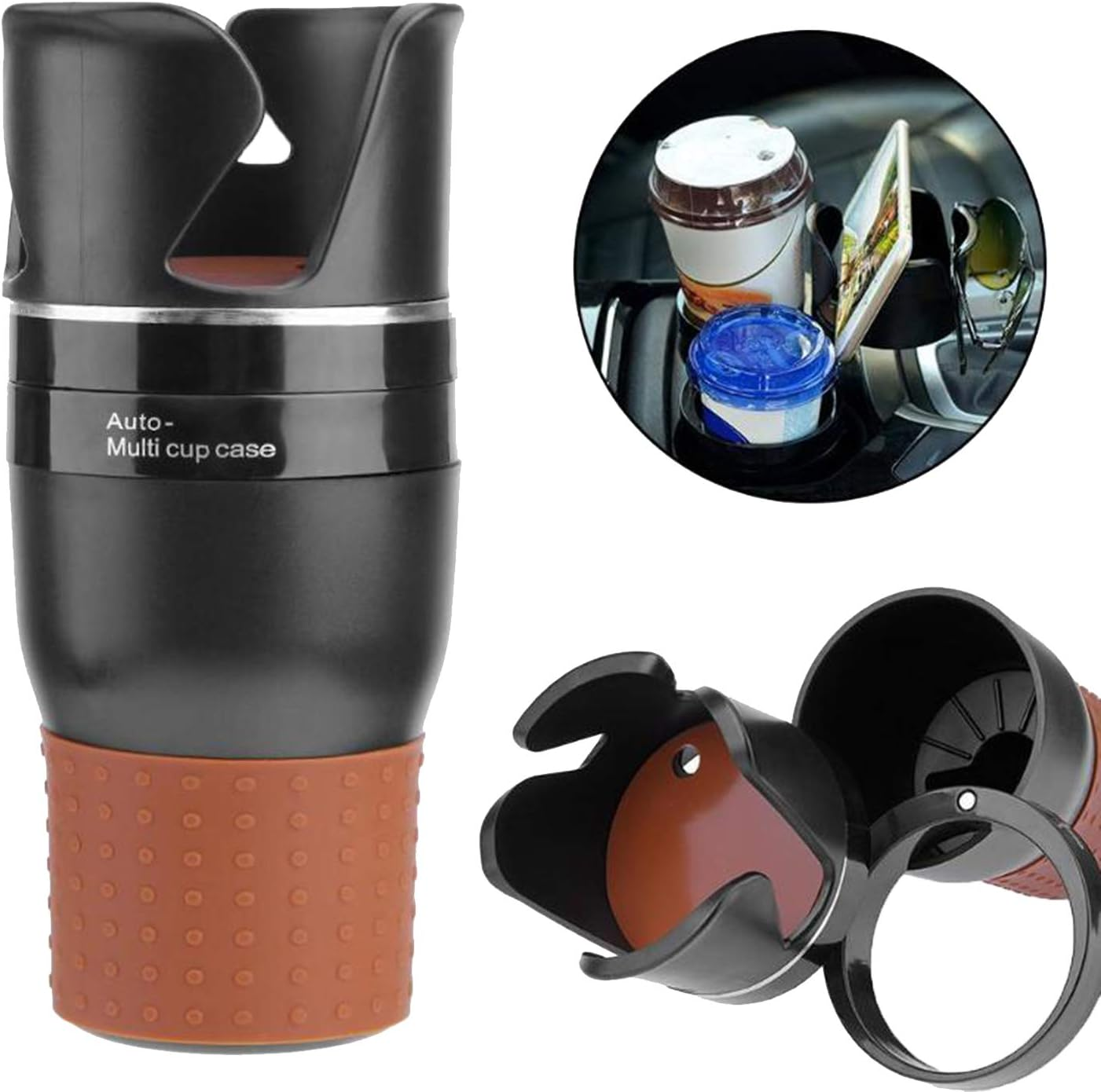 Car Cup Holder Organizer, 5 in 1 Multifunctional 360&deg; Rotating Car Cup Holder Insert,Car Multi Cup Holder Extender, Adjustable Base Bottles Rack for Car Interior image number 4