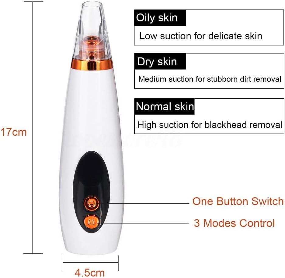 Leona Co 6 in 1 Blackhead Remover Pore Vacuum, Facial Pore Cleaner-3 Suction Power, 6 Probes, USB Rechargeable Blackhead Vacuum Kit Electric Acne Extractor Tool for Women image number 5