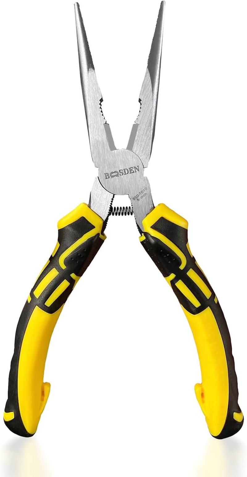 BOOSDEN 8 Inch Needle Nose Pliers with Side Cutters, Precision Long Nose Pliers with Wire Cutters, Professional Needle Nose Spring Loaded Pliers, Used for Cutting Clamping Pinching Jewelry Making image number 2