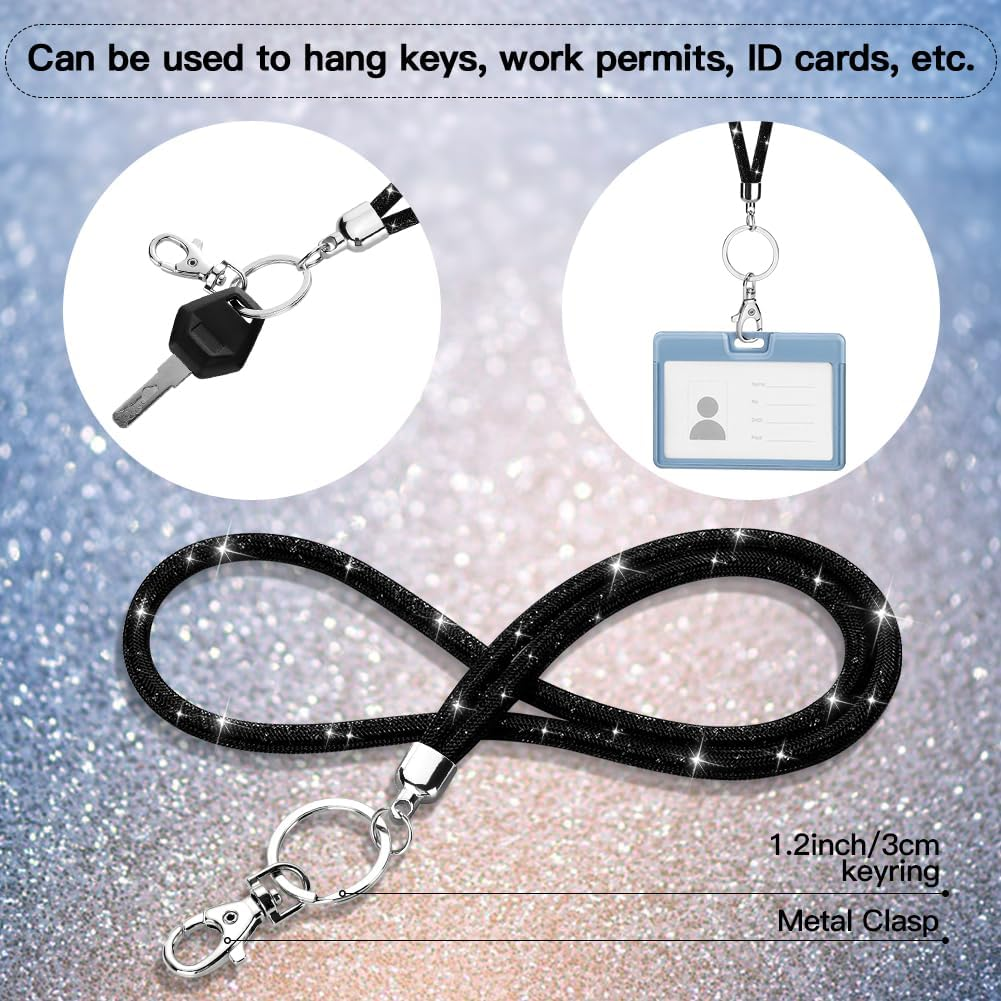 Soleebee Bling Crystal Lanyard, 31.5'' Office Neck Strap Lanyard, Lanyard Keychain with Metal Clasp & Keyring - Gray, Silver image number 6
