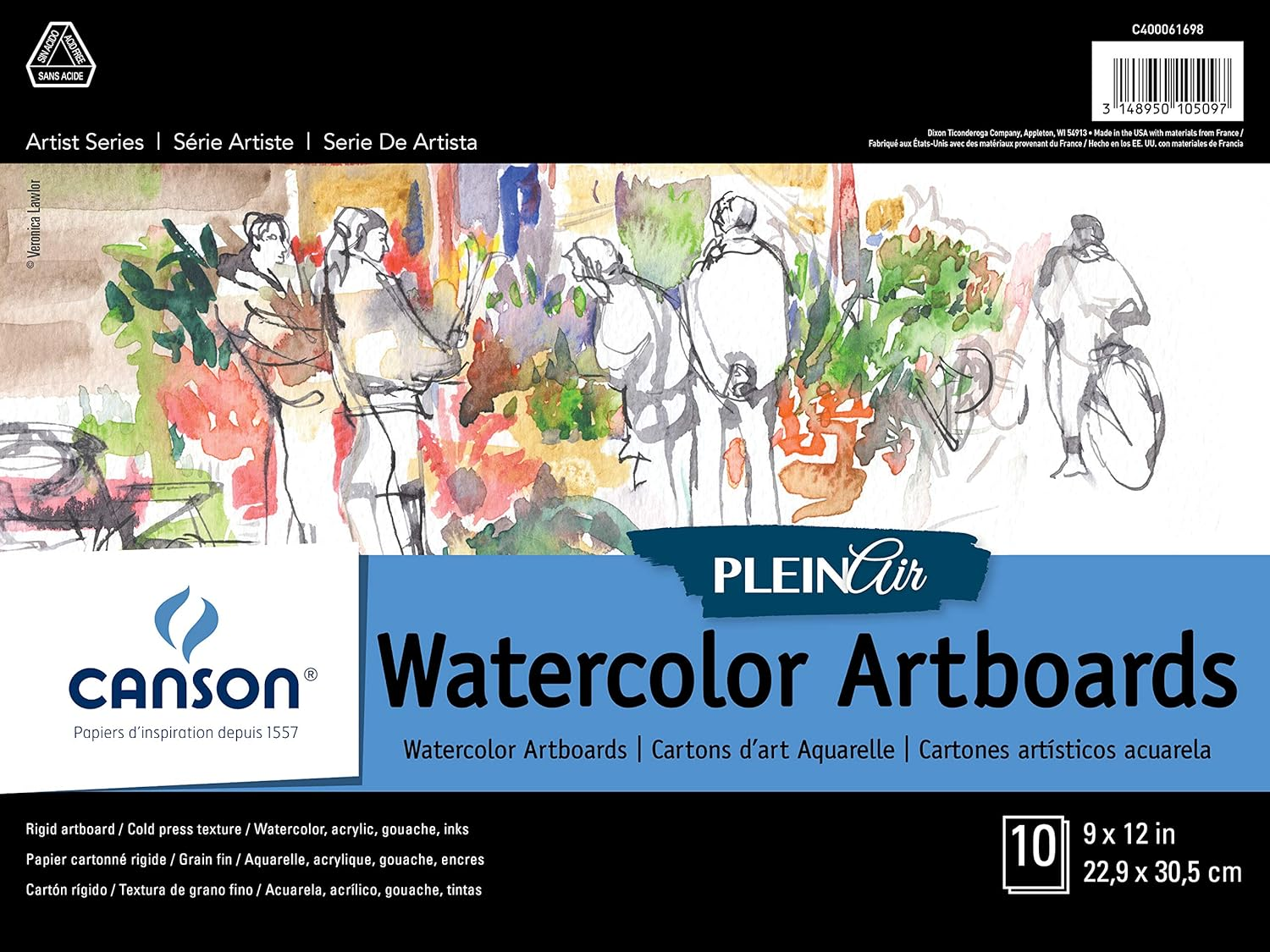 Canson Artist Series Plein Air Watercolor Paper, Fold over Art Board, 12X16 Inches, 10 Sheets - Artist Paper for Adults and Students - Watercolors, Mixed Media, Markers and Art Journaling image number 2