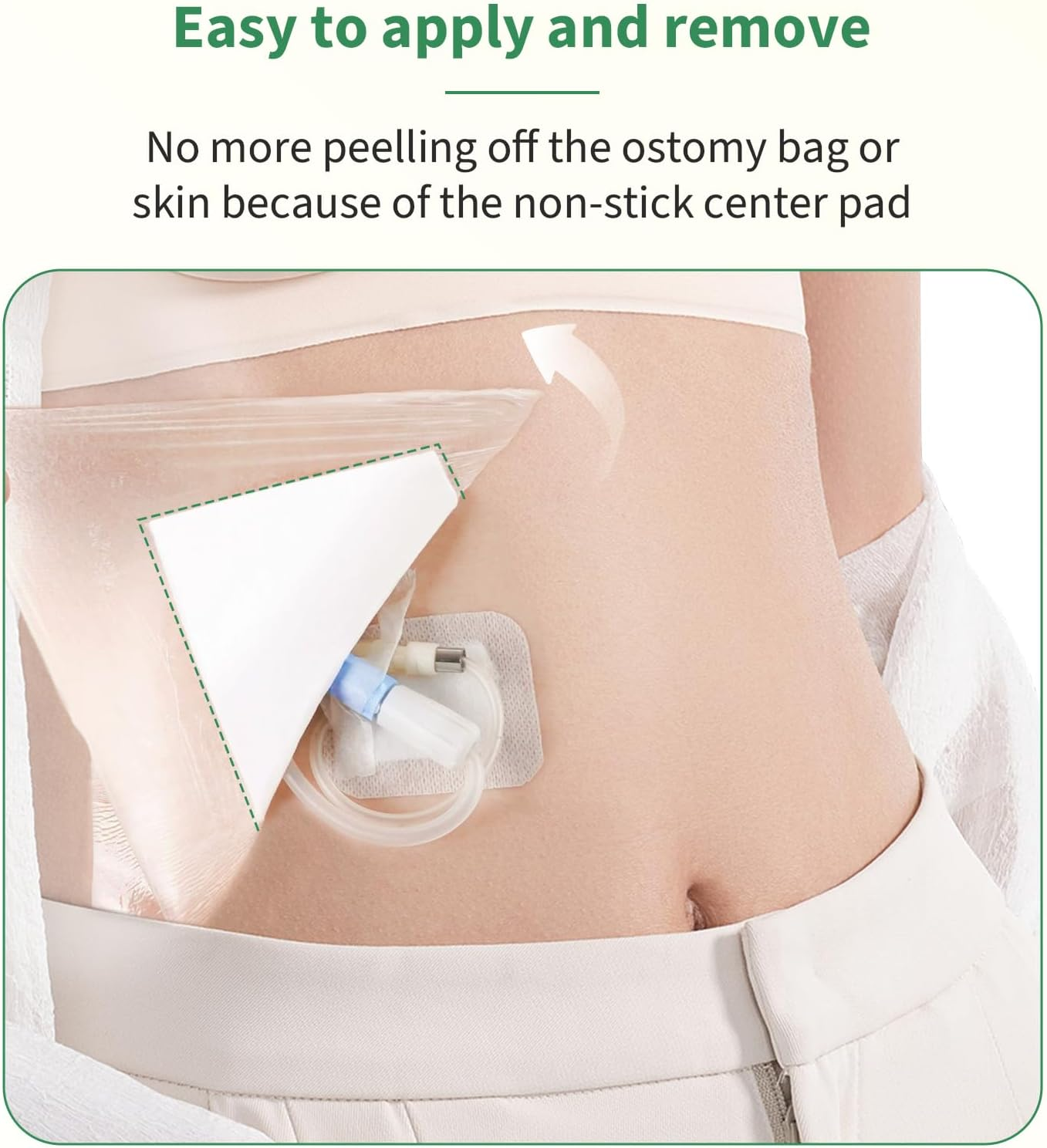 50 Pack Waterproof Ostomy Bag Shower Cover with Non-Stick Center Pad, 8"X 8" Colostomy Ileostomy Urostomy Bags Shower Guard Shields &ndash; Hands-Free Showering Leakproof Seal image number 2