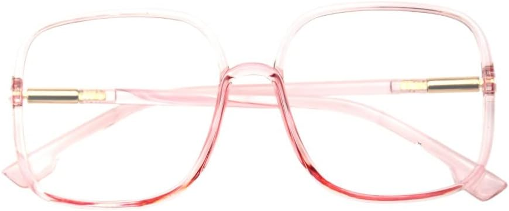 Shiratori Woman'S New Retro Blue Light Blocking Glasses Big Frame Nerd Eyeglasses Frame anti Blue Ray Computer Game Glasses Pink - Brown image number 2