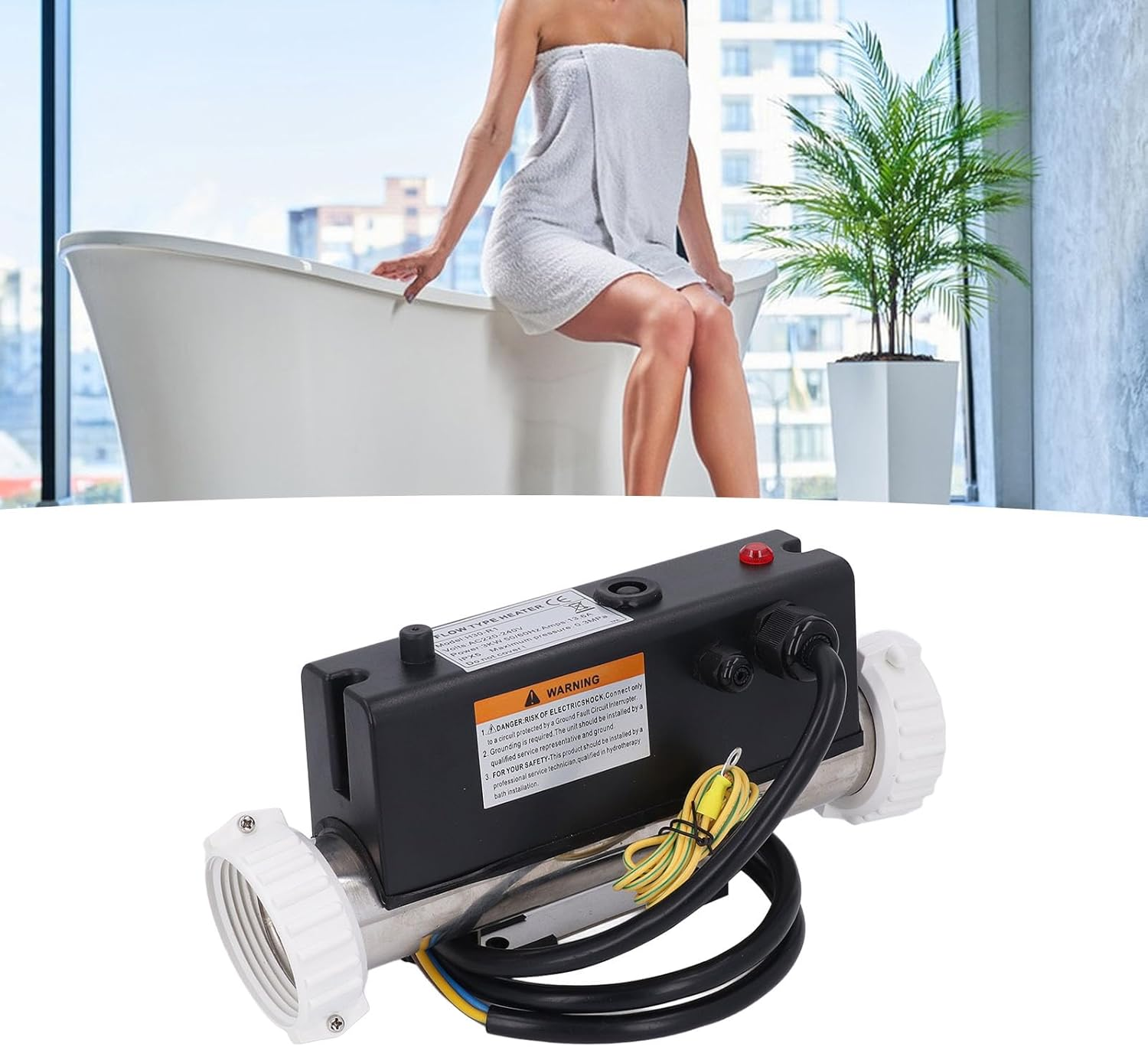 Electric Pool Heater Thermostat Autolefaktor for Spa Dry Burning Prevention for Hydromassage Bathtub, Precise Temperature Control for Pool, Stainless Steel Material image number 2