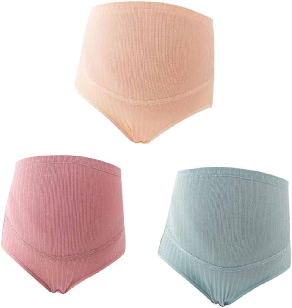 High Waist Cotton Maternity Underwear with Adjustable Splice Stomach Lift for Pregnant Women Breathable Stretchy Nursing Panties in Pale Skin Blackish Green and Dusty Red image number 6