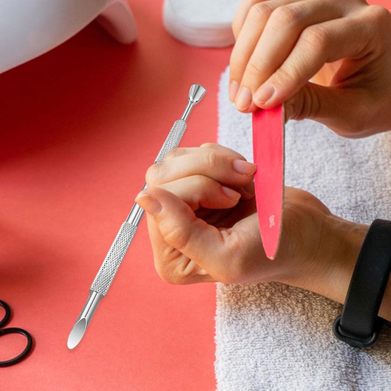 Cuticle Pusher - Precision Nail Tool, Cuticle Care, | Ergonomic Handle, Double Sided Pushing and Scraping, Great for Manicure, Professional Salon Use, Stainless Steel Long Lasting image number 3