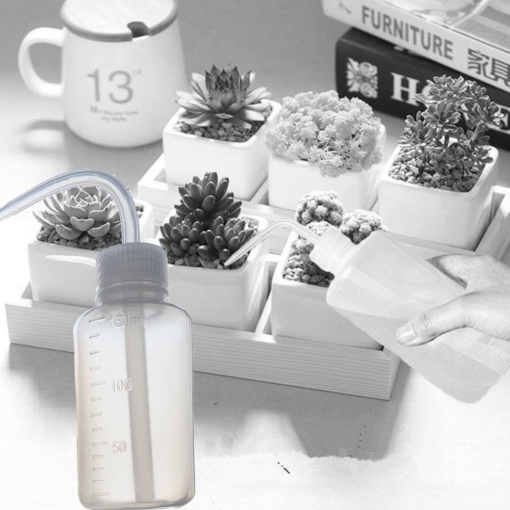 APUXON Wash Bottle 2Pcs 150Ml 5Oz Narrow Mouth Squeeze No Spill Bend Mouth Watering Cans for Medical Lab - Plastic Safety image number 1